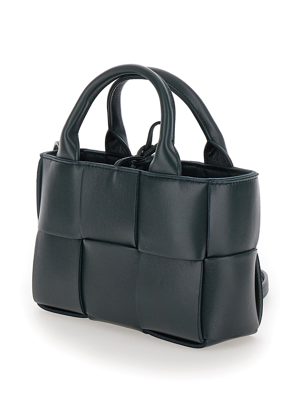Bottega Veneta Borsa a Mano 'Candy Arco' con Motivo Intreccio in Pelle Verde Scuro Donna, view 2