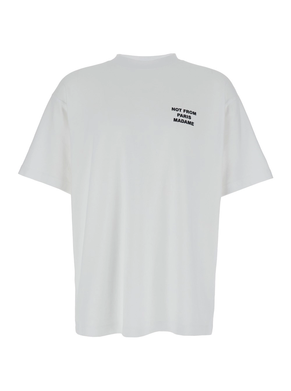 Drôle de monsieur T-Shirt 'Le T-Shirt Slogan' Girocollo con Stampa Slogan su Fronte e Retro in Cotone Bianca Uomo