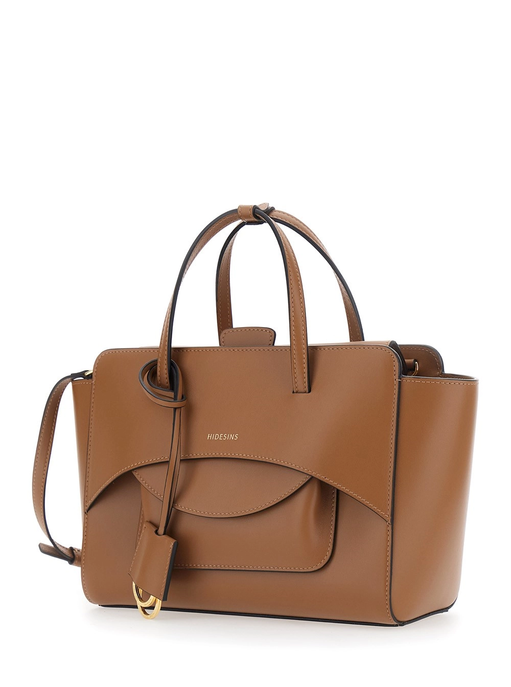 Hidesins Borsa a Mano Media con Tracolla Regolabile e Tasca sul Fronte in Pelle Marrone Donna, view 2
