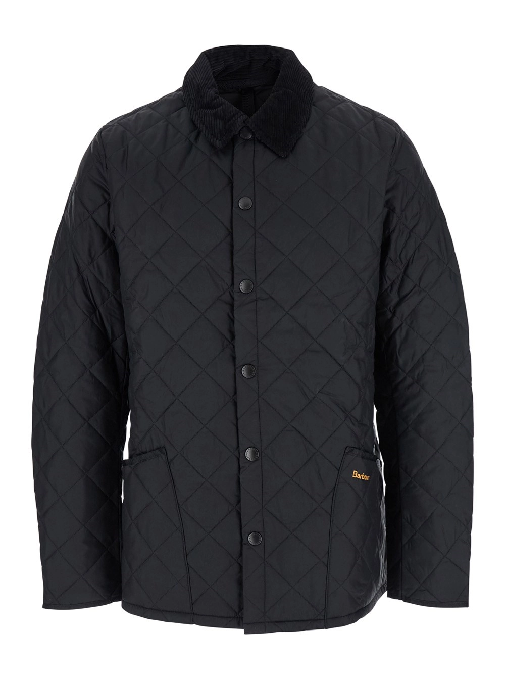 Barbour Giubbotto 'Heritage Liddesdale' con Colletto Classico a Coste e Logo Lettering sul Fronte in Tessuto Tecnico Nero Uomo
