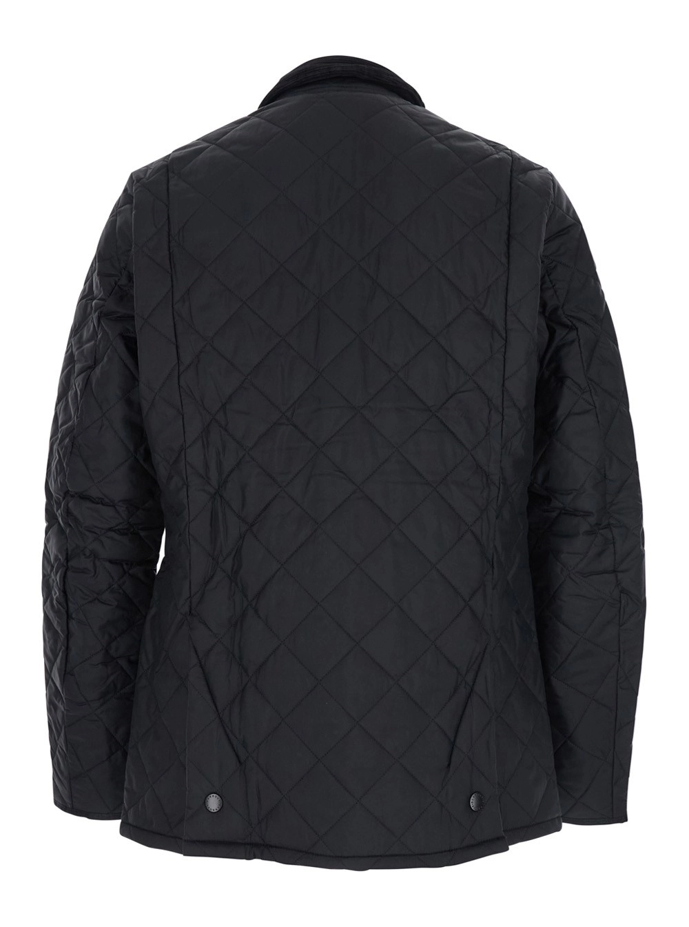 Barbour Giubbotto 'Heritage Liddesdale' con Colletto Classico a Coste e Logo Lettering sul Fronte in Tessuto Tecnico Nero Uomo, view 2