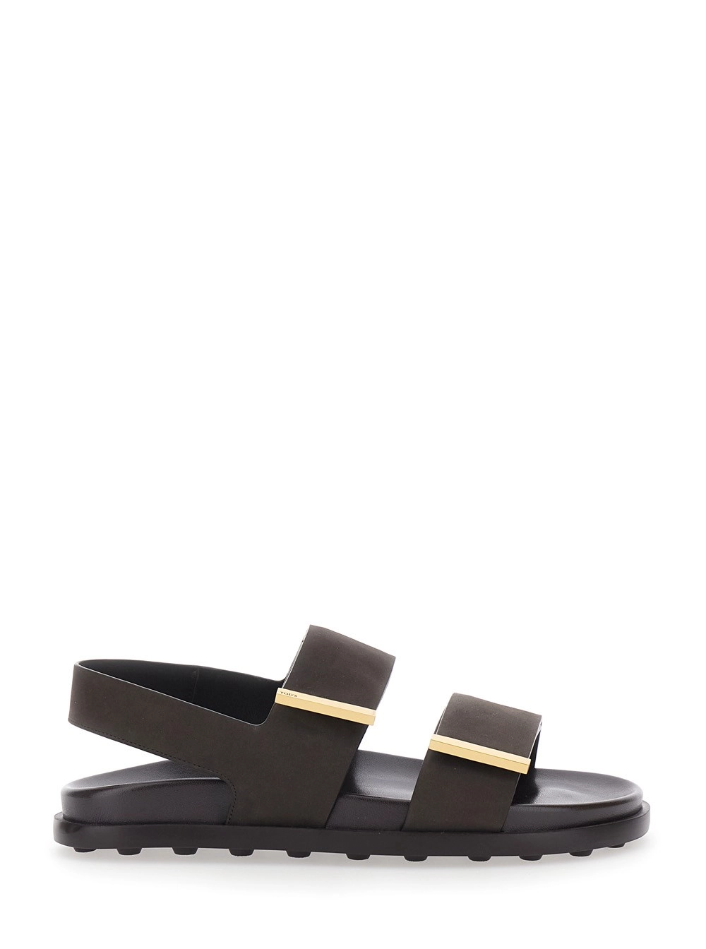Tod's Sandali con Design a Fasce e Dettagli Metallici con Logo in Pelle Marroni Donna