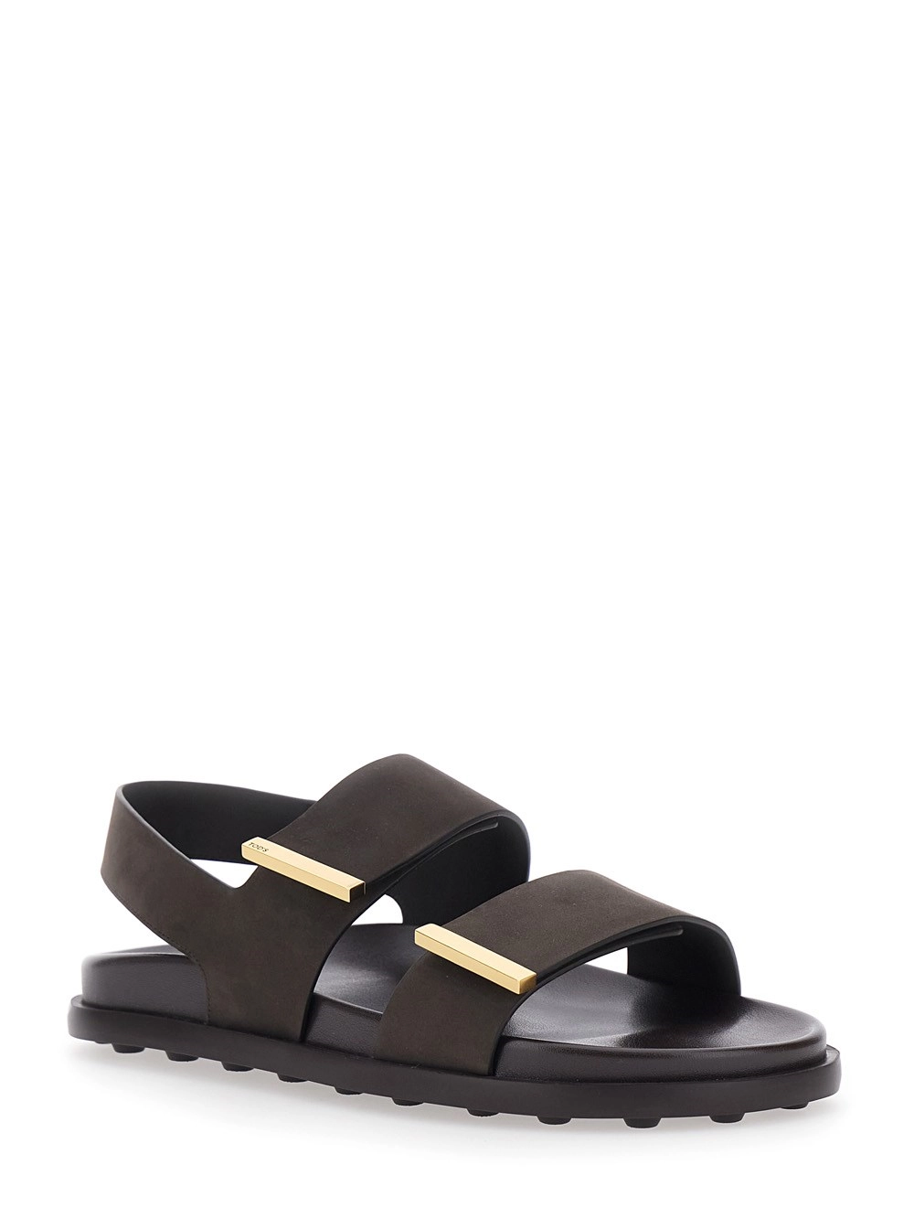 Tod's Sandali con Design a Fasce e Dettagli Metallici con Logo in Pelle Marroni Donna, view 2