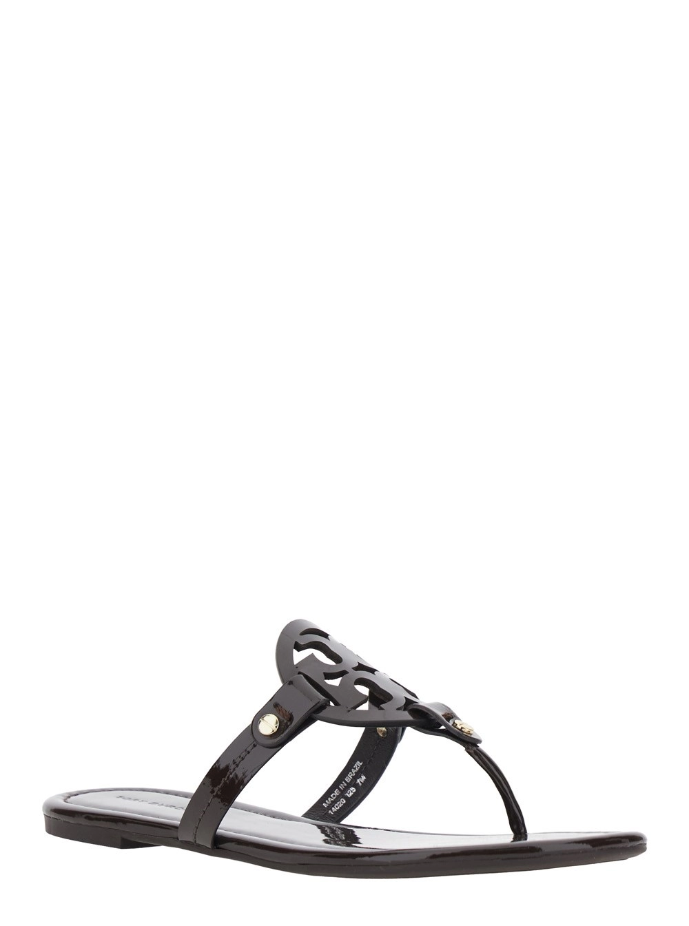 Tory Burch Sandali Infradito 'Miller' con Logo Tono su Tono in Pelle Neri Donna, view 2