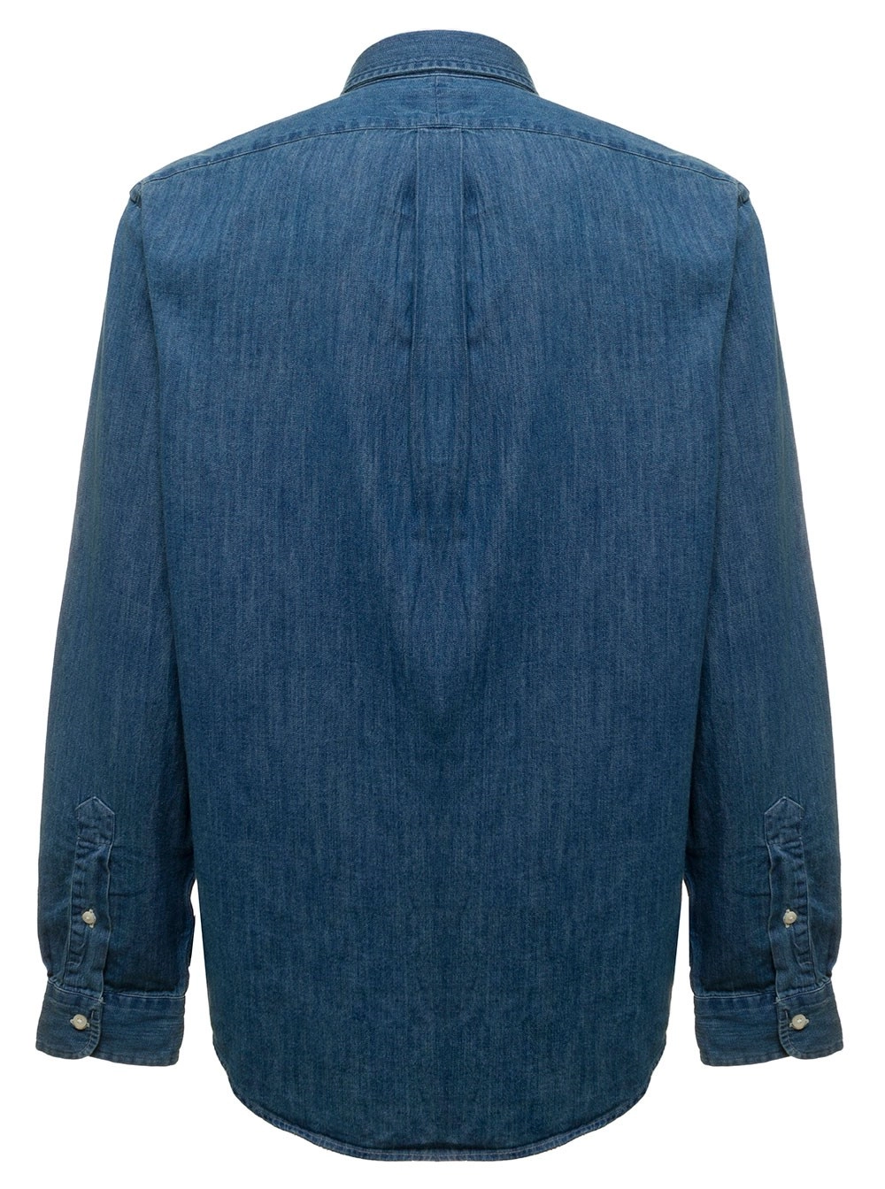 Polo Ralph Lauren Camicia Slim con Ricamo Logo in Denim di Cotone Blu Uomo, view 2
