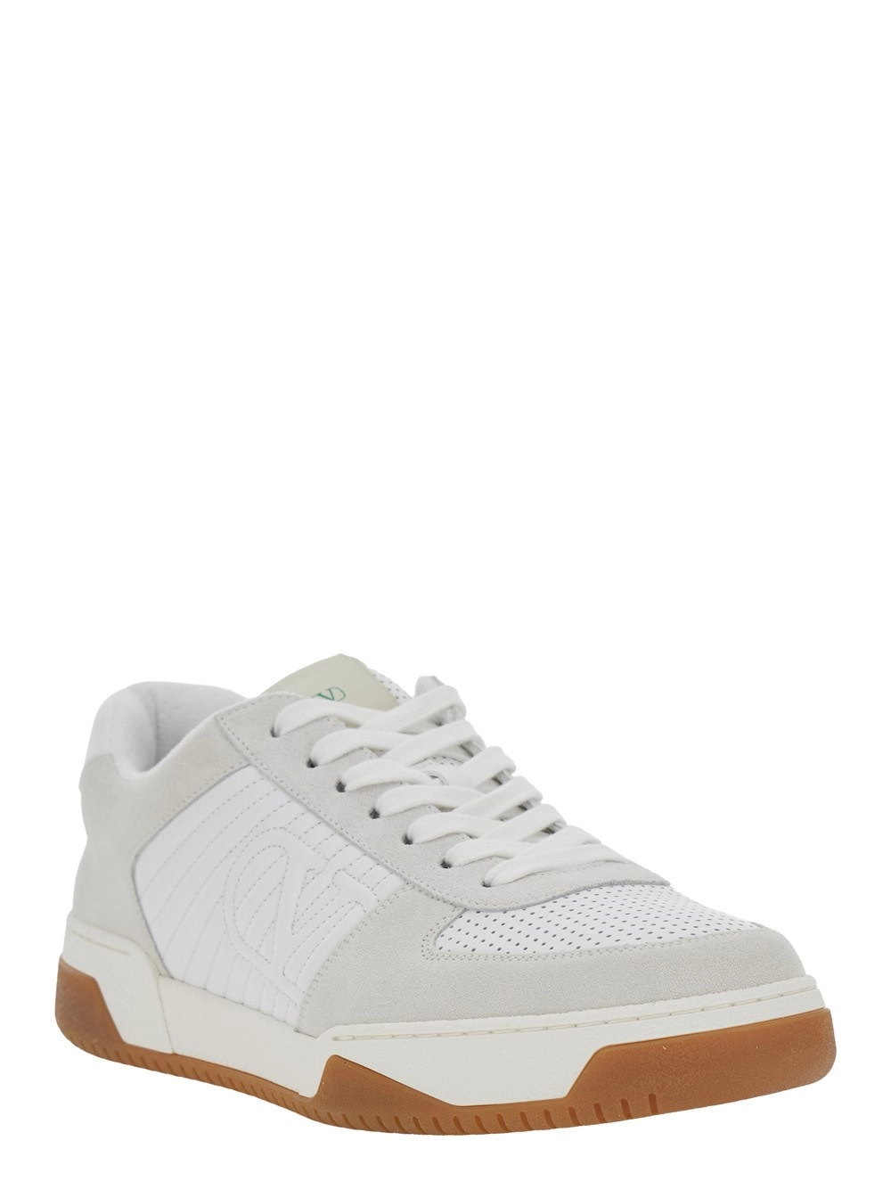 Valentino Garavani Sneaker 'Sparry' con VLogo laterale in pelle e tessuto bianche uomo, view 2