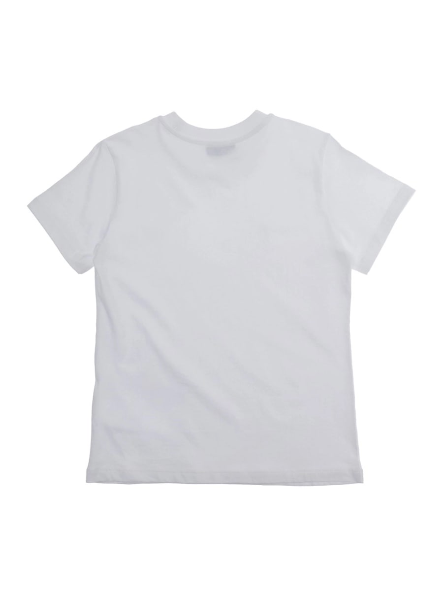Moschino kids T-Shirt Girocollo 'MOSCHINO KIDS' con Stampa Logo sul Fronte in Cotone Bianco Bambino, view 2