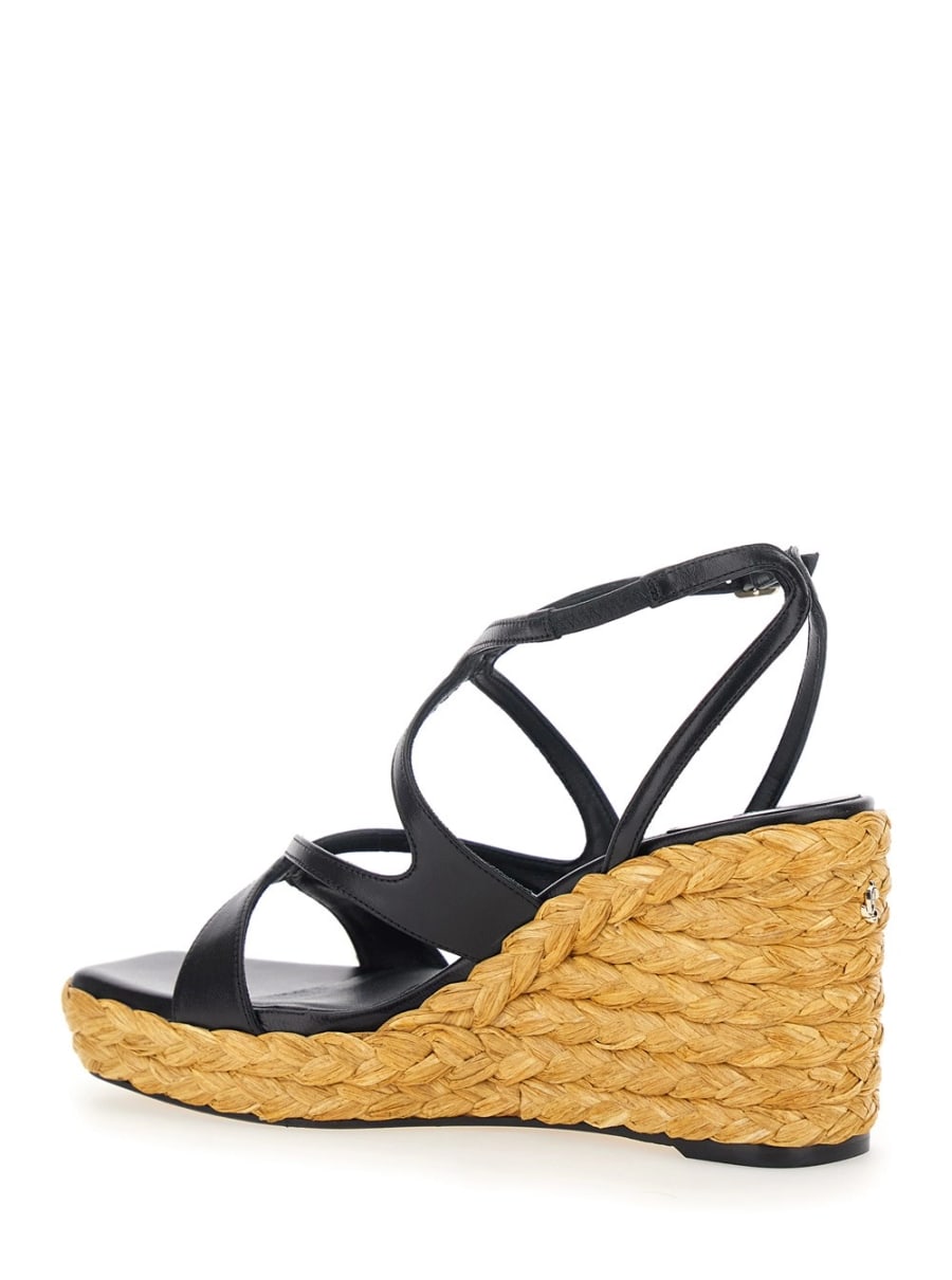 Jimmy Choo Zeppe 'Ayla' con Chiusura con CInturino in Pelle e Tacco Alto in Pelle e Tessuto Nere Donna, view 3