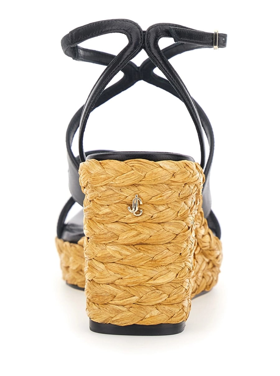 Jimmy Choo Zeppe 'Ayla' con Chiusura con CInturino in Pelle e Tacco Alto in Pelle e Tessuto Nere Donna, view 4