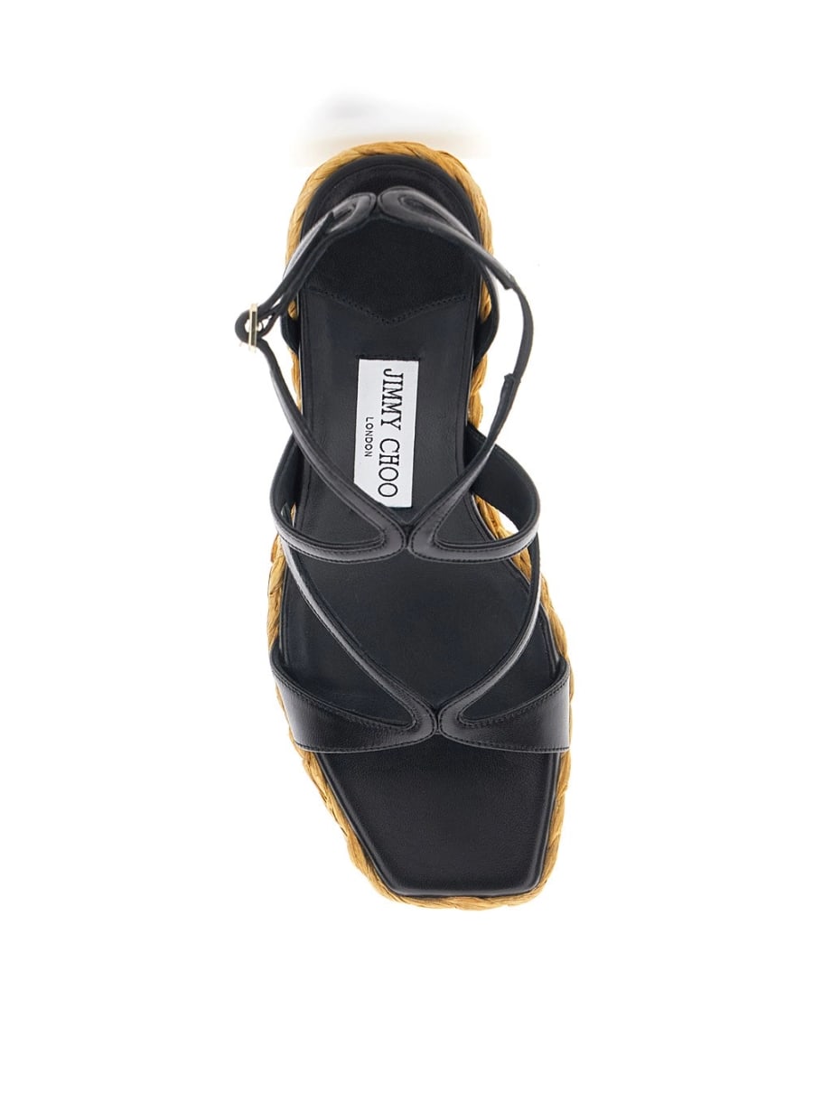 Jimmy Choo Zeppe 'Ayla' con Chiusura con CInturino in Pelle e Tacco Alto in Pelle e Tessuto Nere Donna, view 5