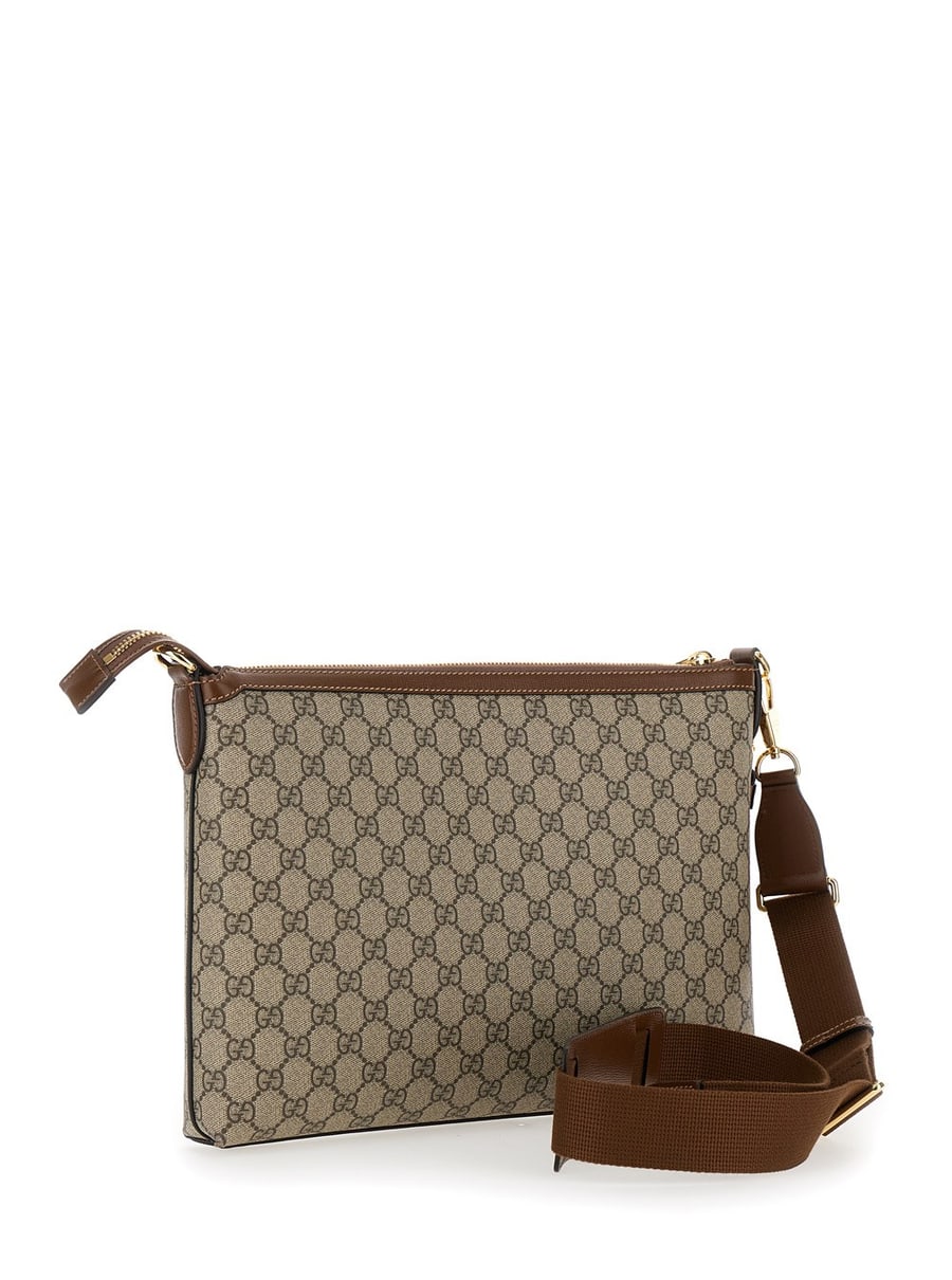 Gucci Pochette con Patch GG in Tessuto GG Supreme Beige Uomo, view 6