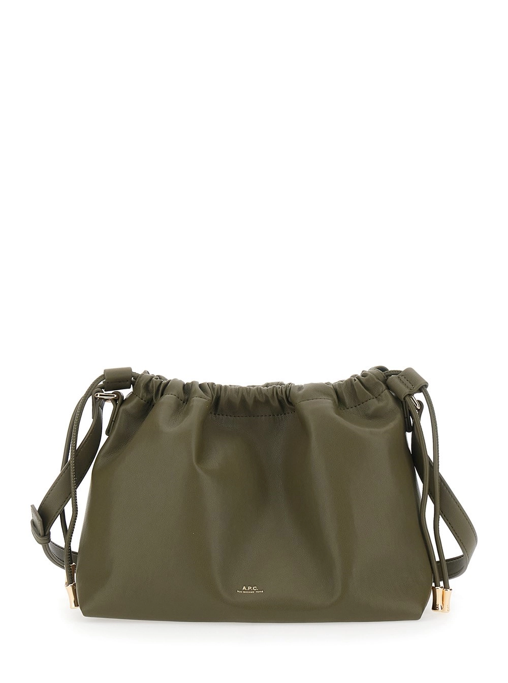 A.P.C. Borsa a Tracolla 'Sac Ninon' con Logo Lettering sul Fronte e Chiusura a Coulisse in Ecopelle Verde Donna