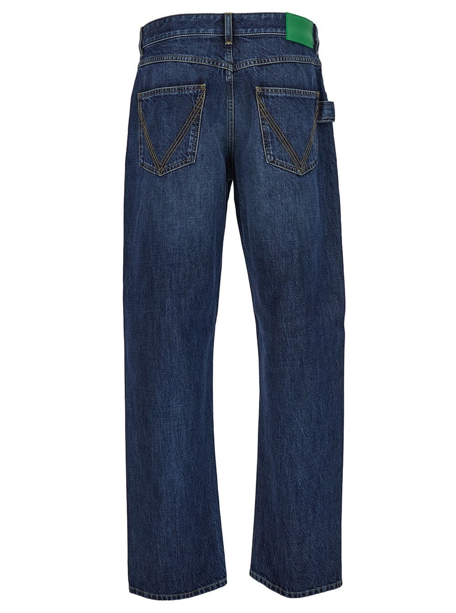 Bottega Veneta Jeans Straight con Patch Logo in Denim Blu Uomo, view 2