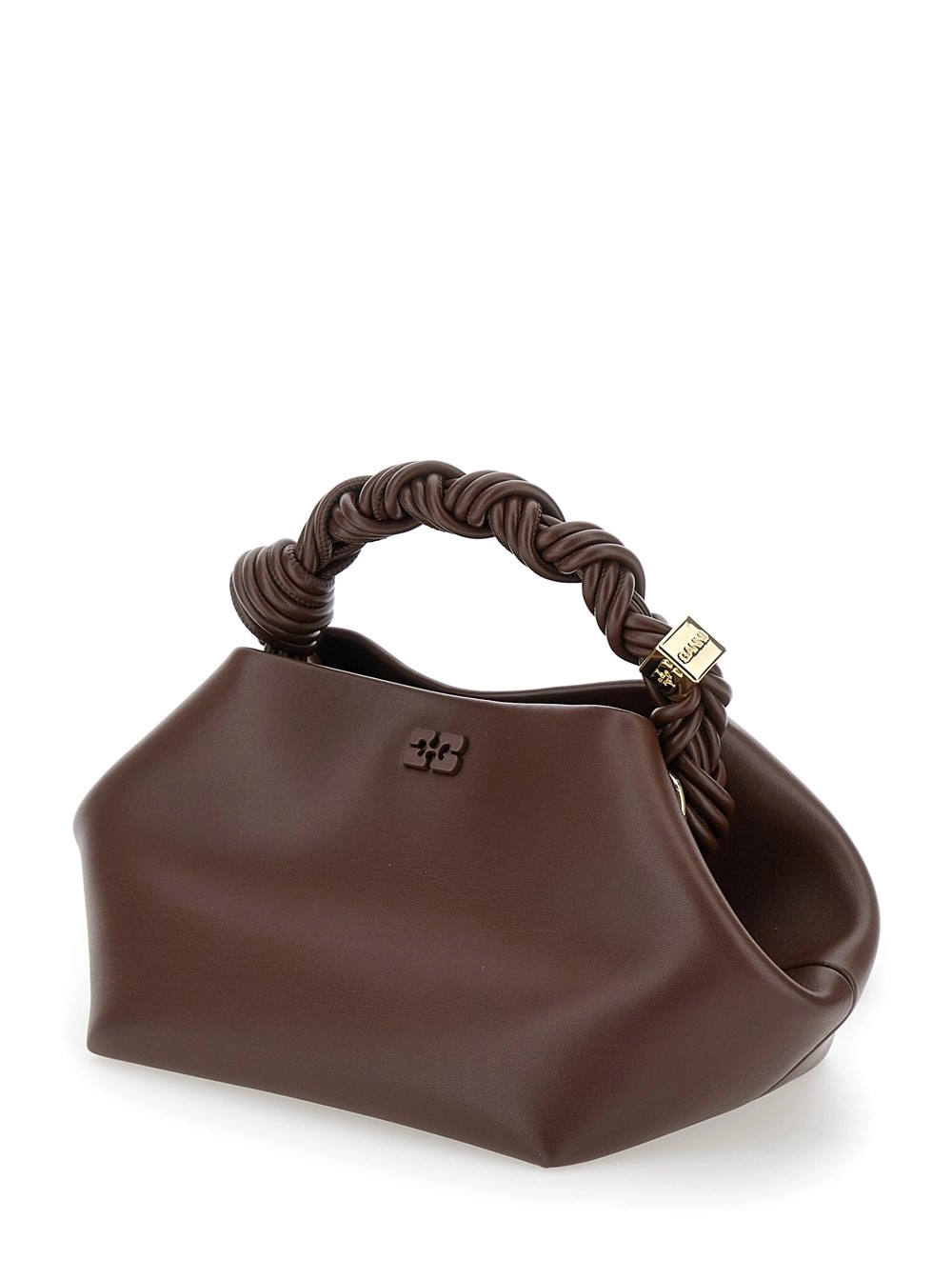 Ganni Borsa Ganni Bou Bag Small con dettagli in pelle e manici, Tessuto Tecnico, Marrone, Donna, view 2