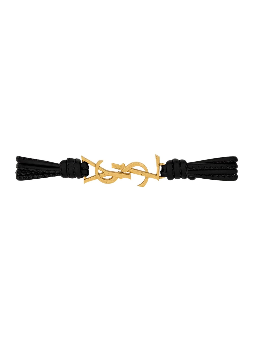 Saint Laurent Bracciale 'Q_NAPPA PARIS' con Finitura Metallica in Pelle Donna