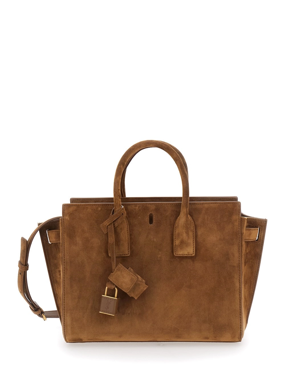 Saint Laurent Borsa 'SAC DE JOUR' a Mano con Dettagli in Suede Marrone Donna