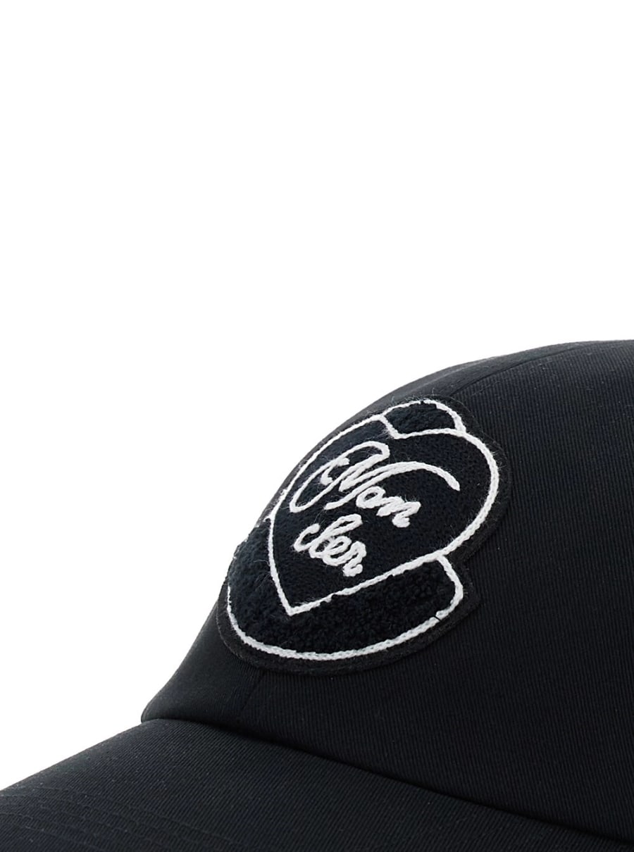 Moncler Cappello da Baseball con Ricamo Logo sul Fronte in Cotone Nero Donna, view 3