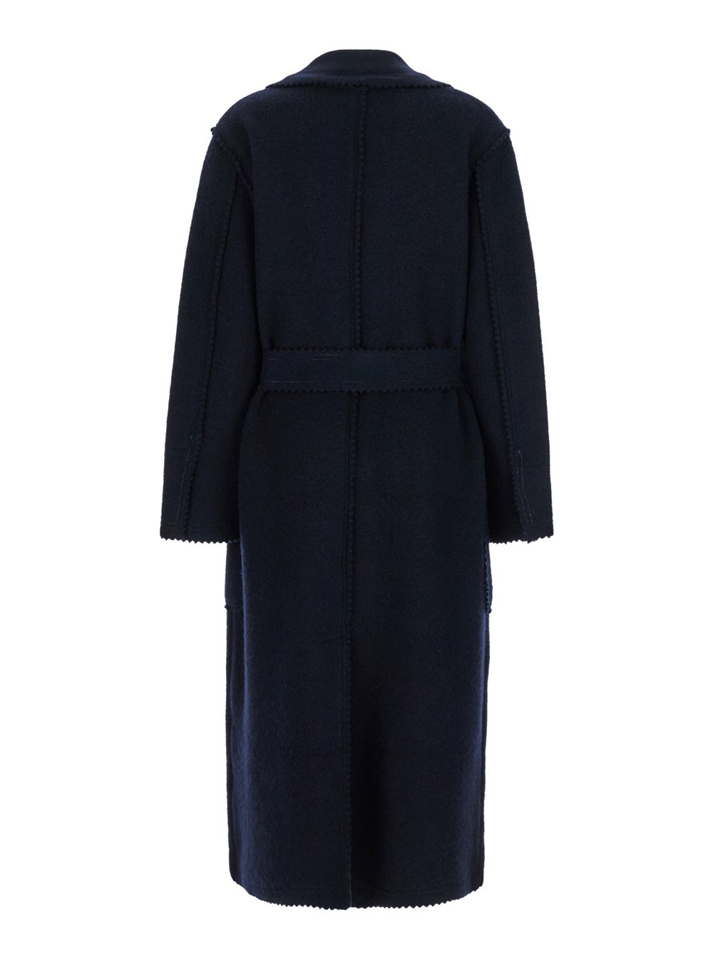 Max Mara Cappotto Lungo 'Jene' con Cintura in Lana e Cashmere Blu Donna, view 2