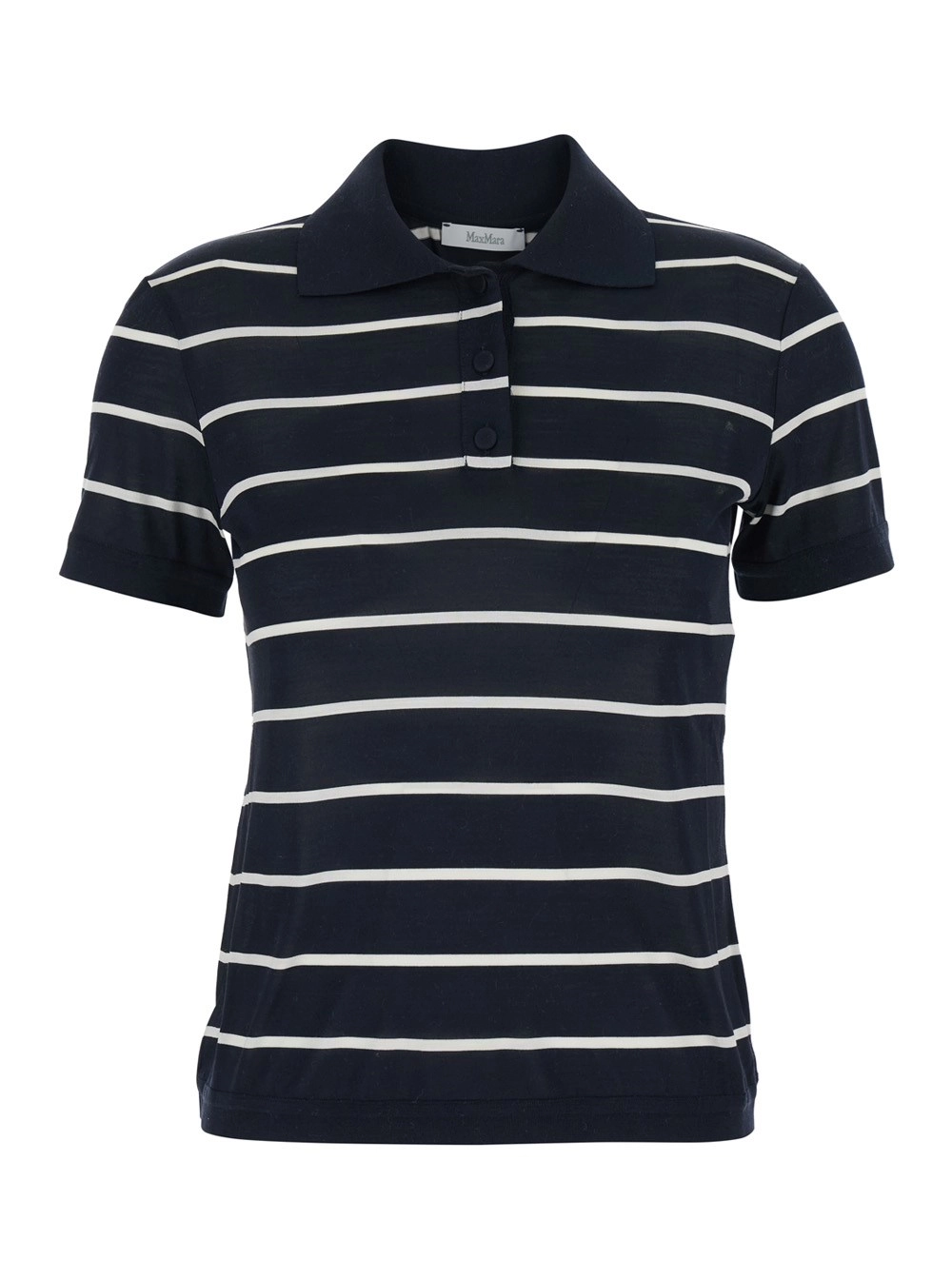Max Mara Pure Polo 'Bellico' con motivo a righe in Seta nera Donna