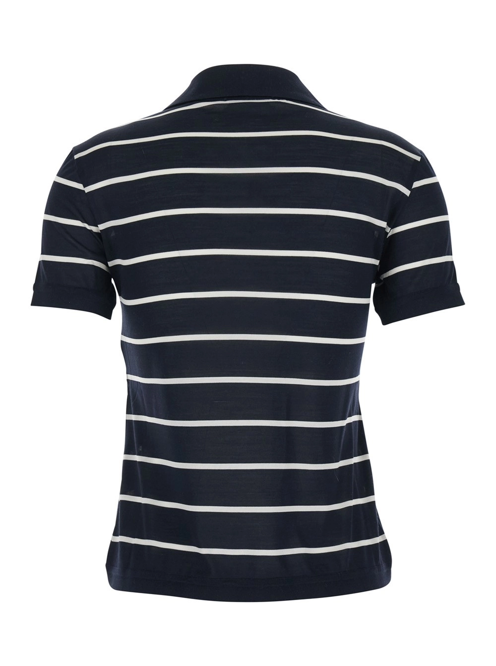 Max Mara Pure Polo 'Bellico' con motivo a righe in Seta nera Donna, view 2