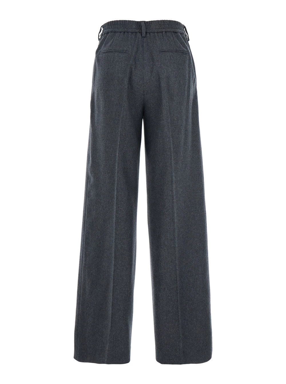 PT Torino Pantaloni Grigi con Tasche a Filetto e Vita Alta in Lana e Cashmere donna, view 2