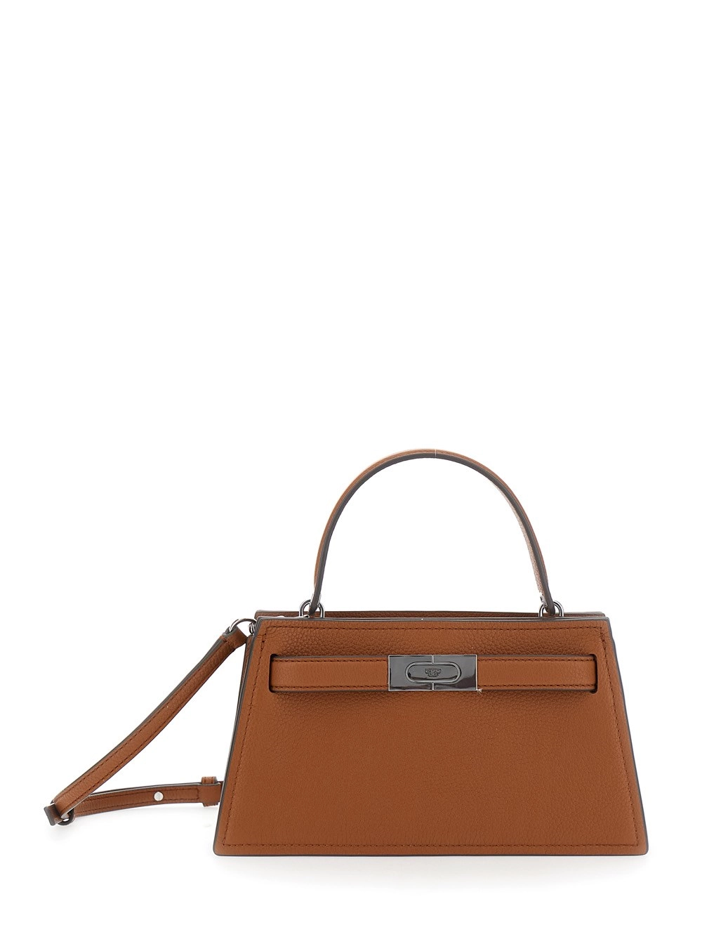 Tory Burch Borsa a Tracolla 'Petite Lee Radziwill' con Chiusura con Fibbia T e Tracolla Regolabile e Removibile in Pelle Martellata Marrone Donna