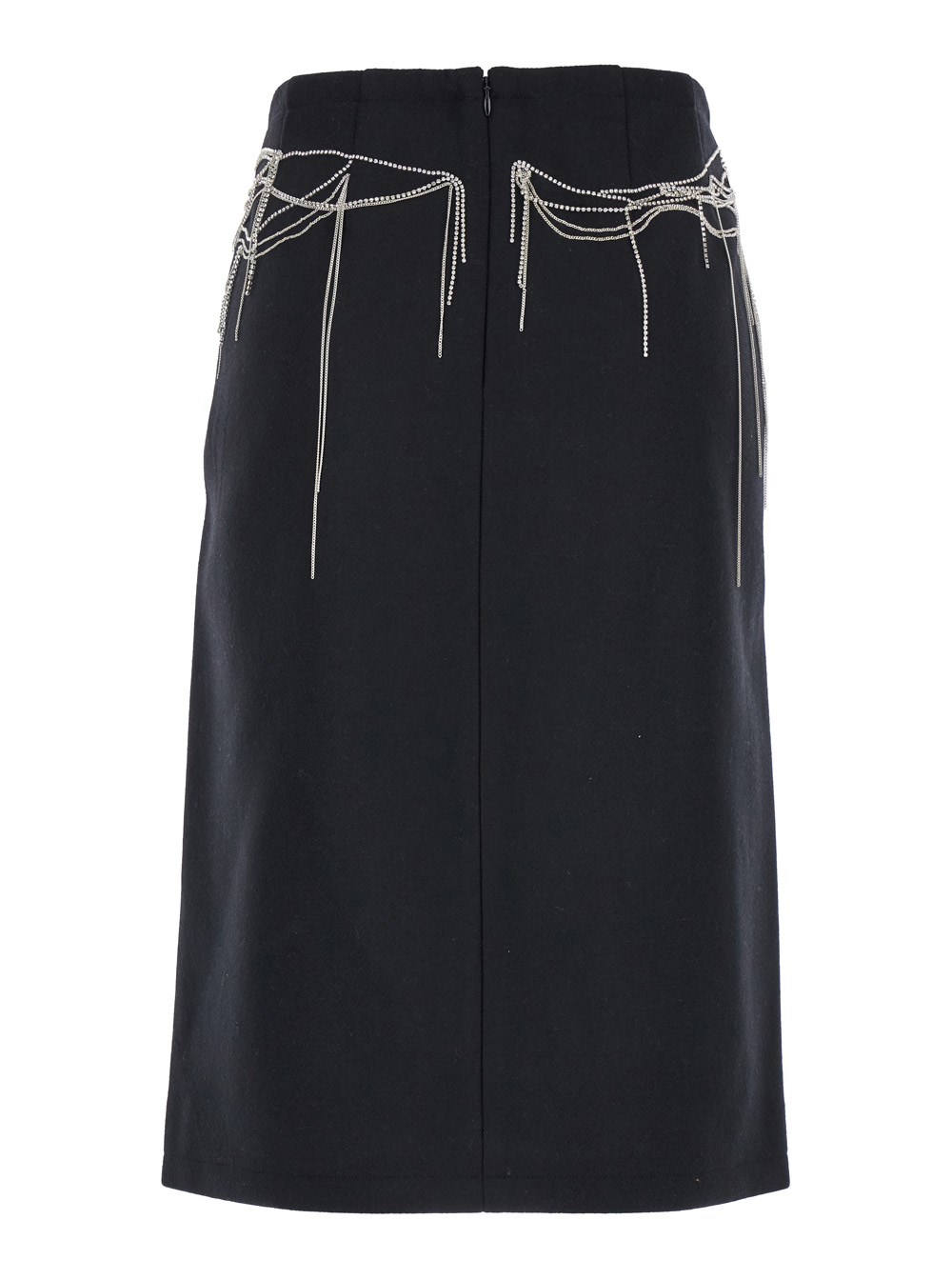 Dries Van Noten Gonna Midi 'Shelda' con Maxi Decorazione con Perline in Misto Lana Nera Donna, view 2