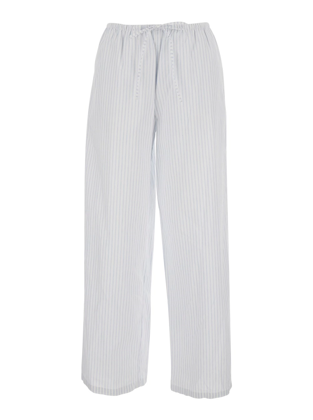 Dunst Pantaloni con vita elasticizzata con coulisse e motivo a righe all-over in cotone bianchi donna