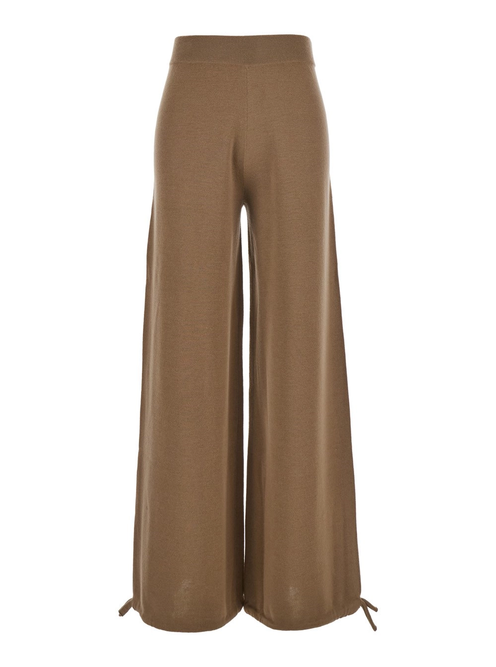 Max Mara Pantalone 'Nigeria' con Vita Elasticizzata e Gamba Ampia in Lana Marrone Donna