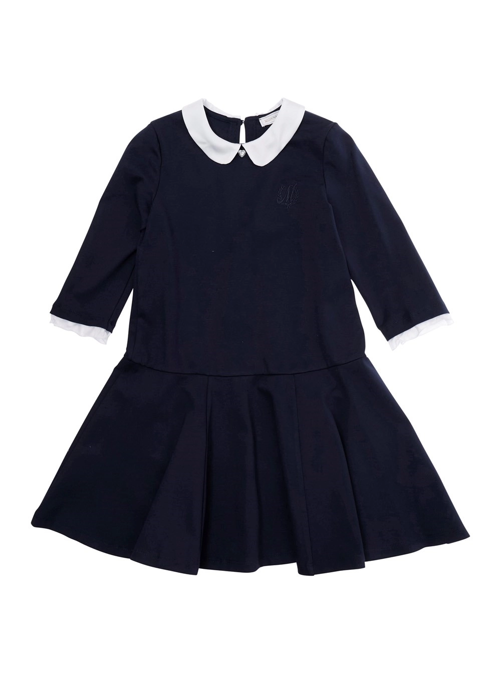 Monnalisa kids Abito 'Natalya' con Chiusura Nascosta sul Retro e Gonna Svasata in Cotone Blu Bambina