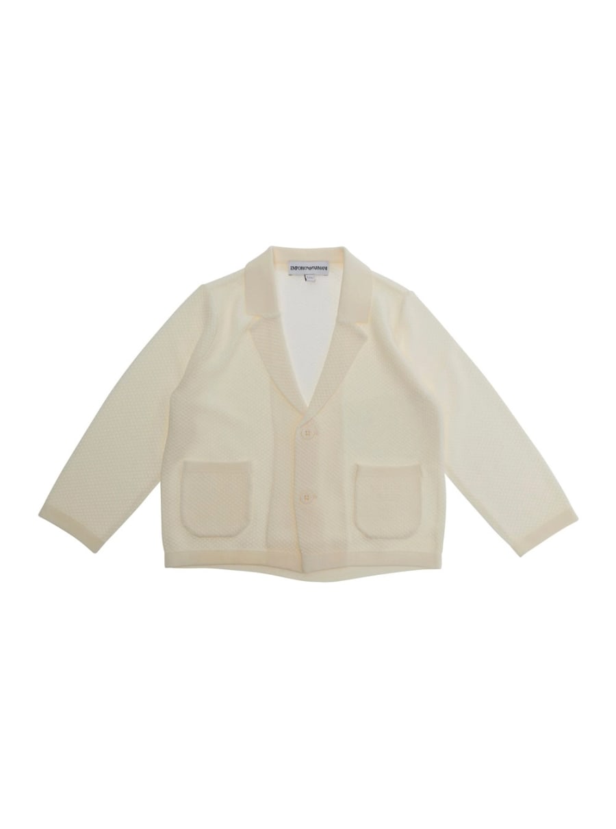 Emporio armani kids Giacca con revers classici e due tasche applicate sul fronte in misto viscosa beige baby