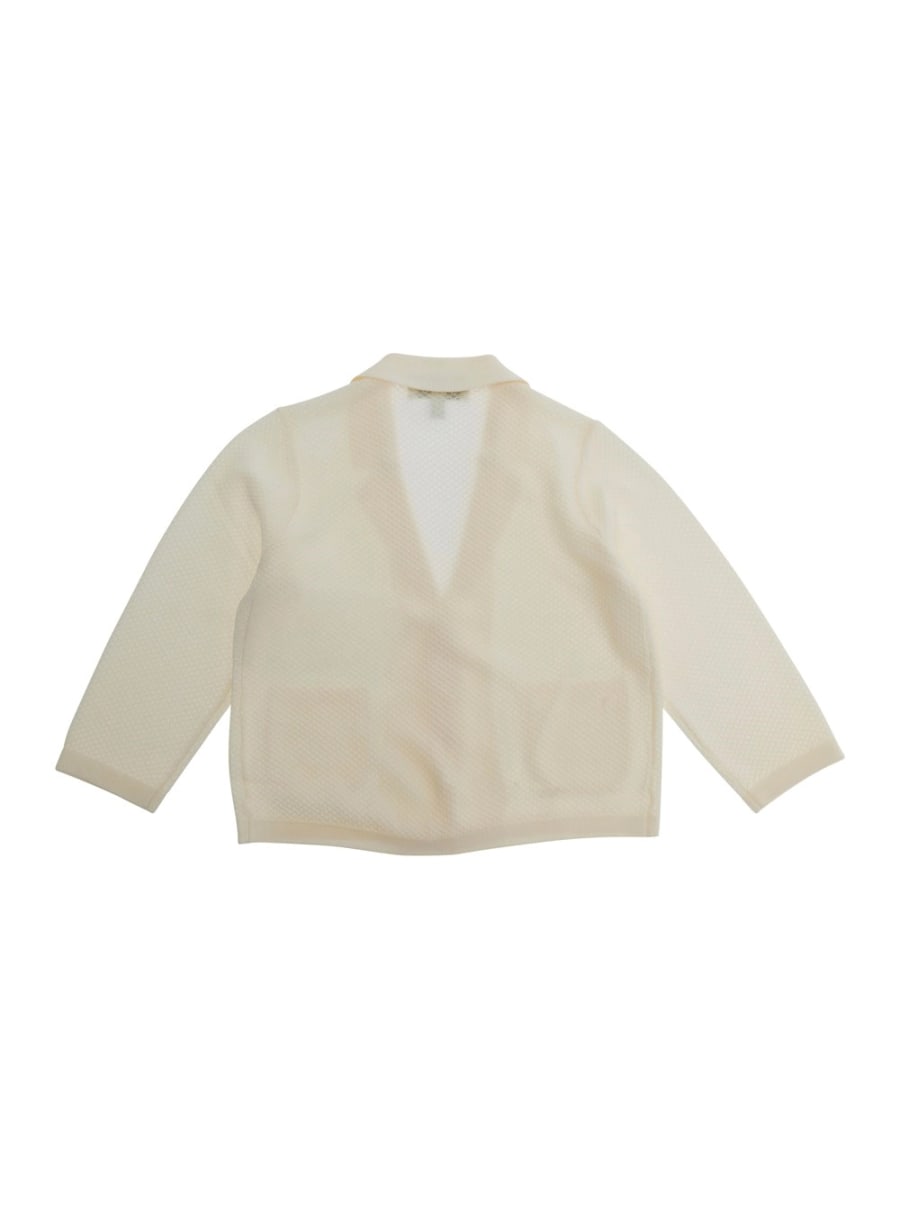 Emporio armani kids Giacca con revers classici e due tasche applicate sul fronte in misto viscosa beige baby, view 2