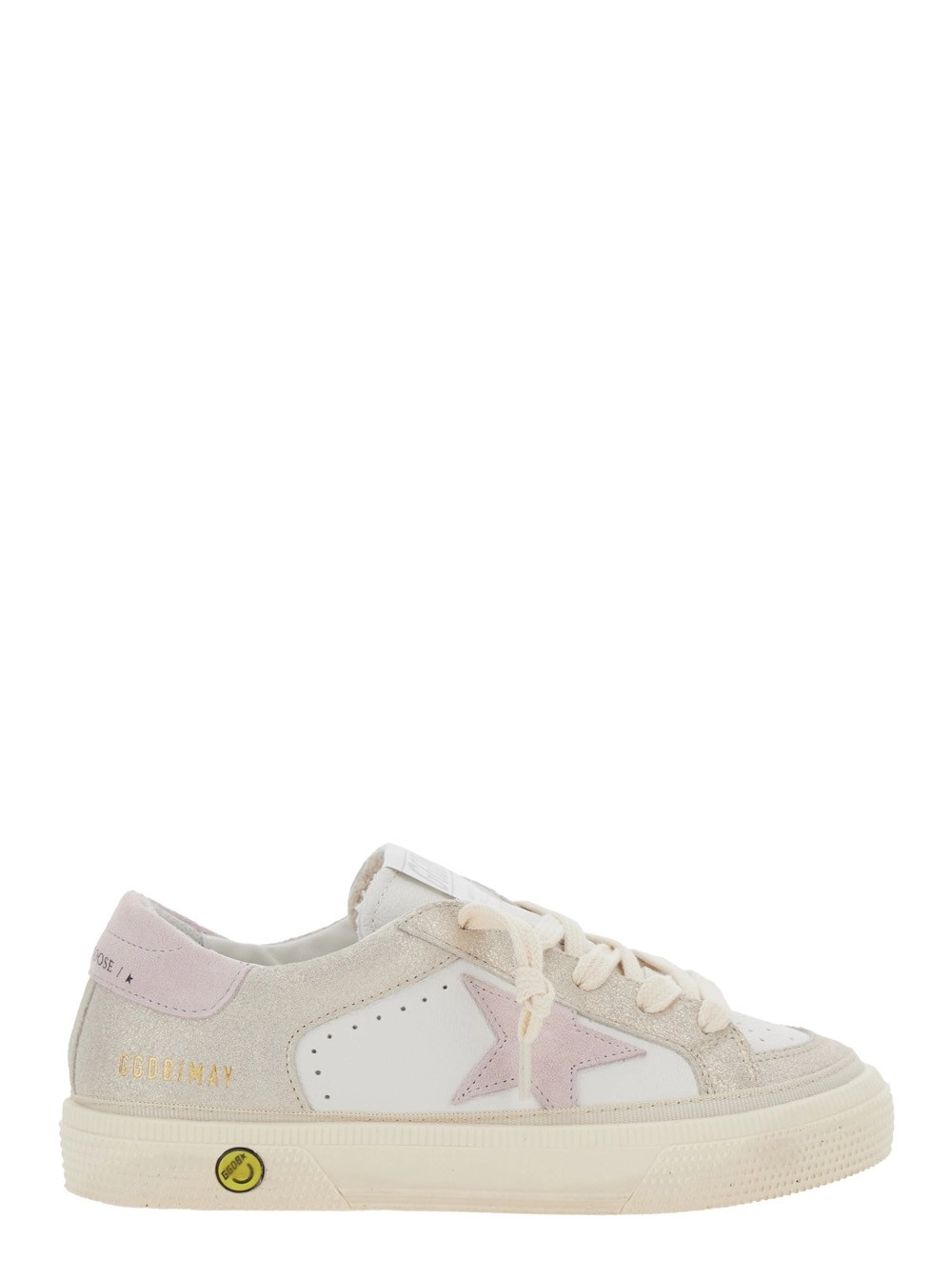 Golden goose kids Sneaker 'May' Low Top con Logo sulla Linguetta e Dettaglio a Stella sul Lato in Pelle Bianca Bambina