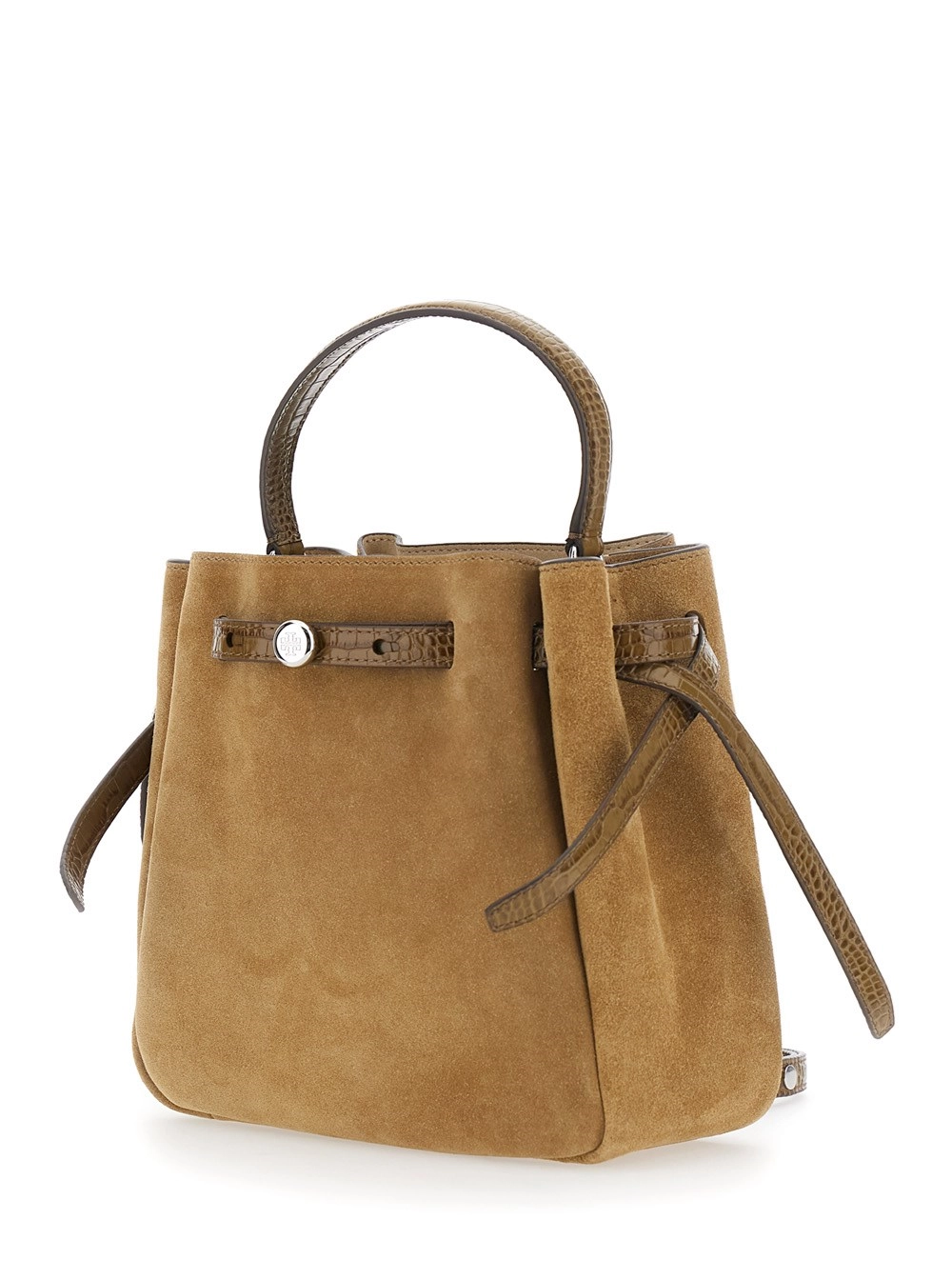 Tory Burch Borsa a mano 'Romy' con tracolla regolabile e removibile e cinturino sul fronte in pelle scamosciata beige donna, view 2