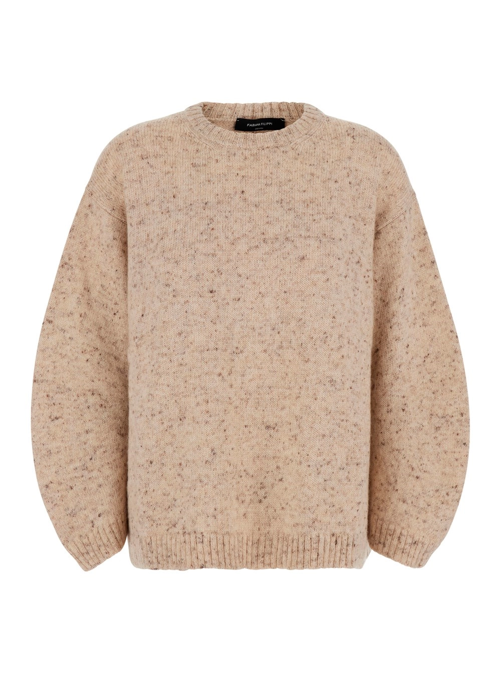 Fabiana Filippi Maglia con collo rotondo e motivo a puntini all-over in misto lana beige donna