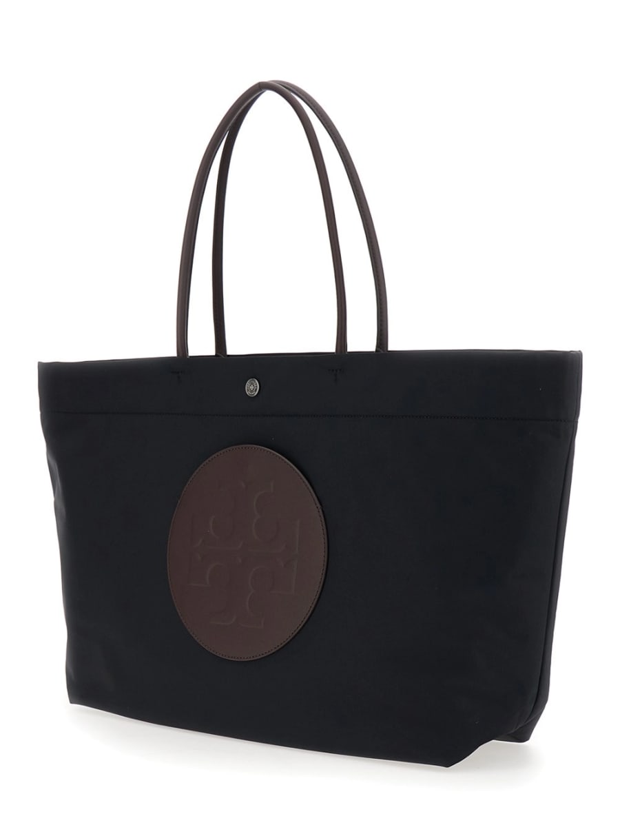 Tory Burch Borsa Shopping 'Ella Twist' con Due Manici Superiori e Logo sul Fronte in Ecopelle Nera Donna, view 2