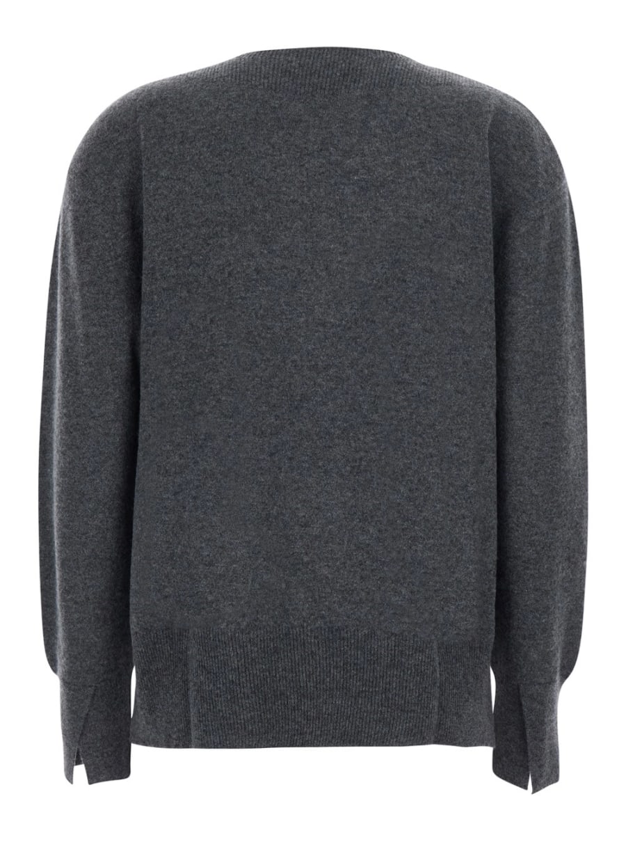 Semicouture Maglione 'CANDY' con collo rotondo e polsini con spacco in lana e Cashmere grigio Donna, view 2
