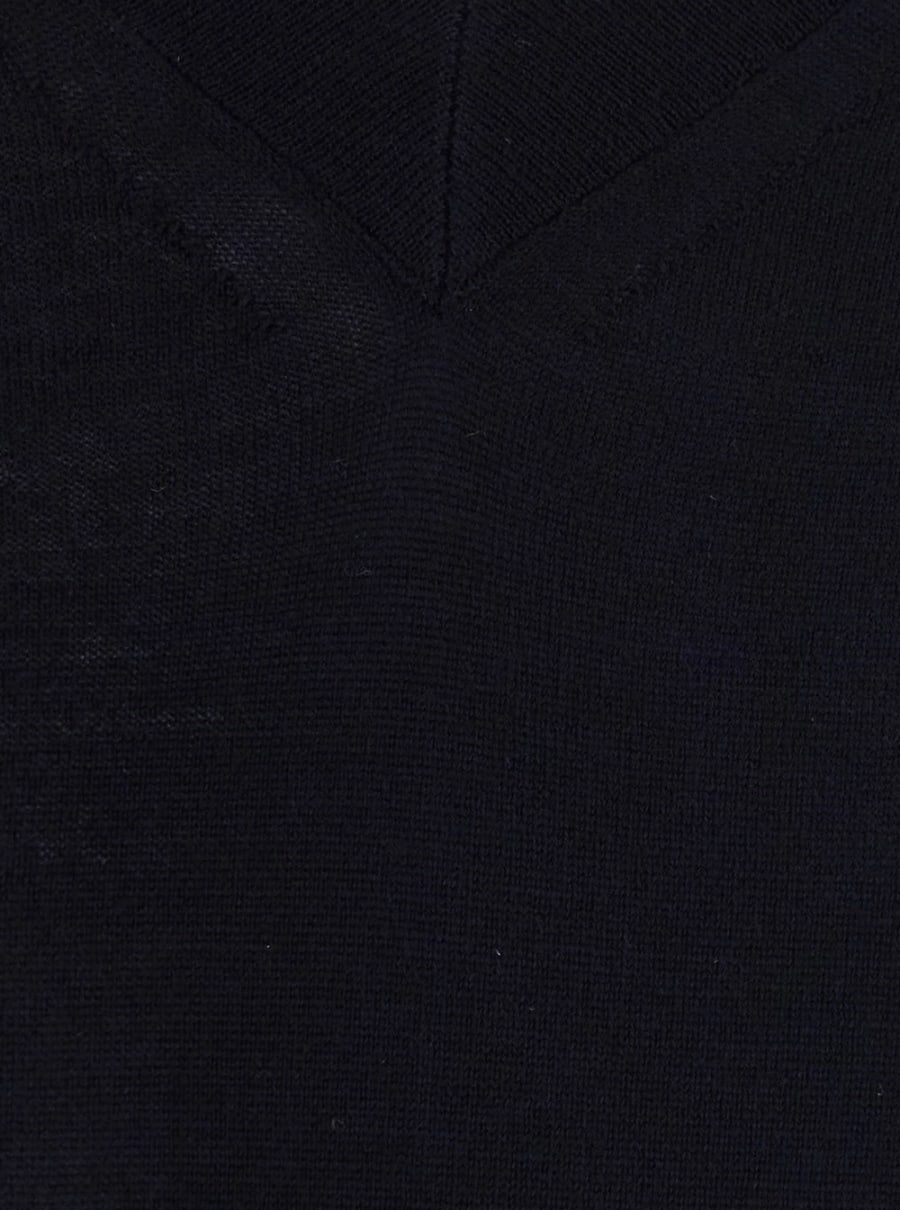 Semicouture Maglia 'JADE' con scollo a V in lana vergine blu donna, view 3