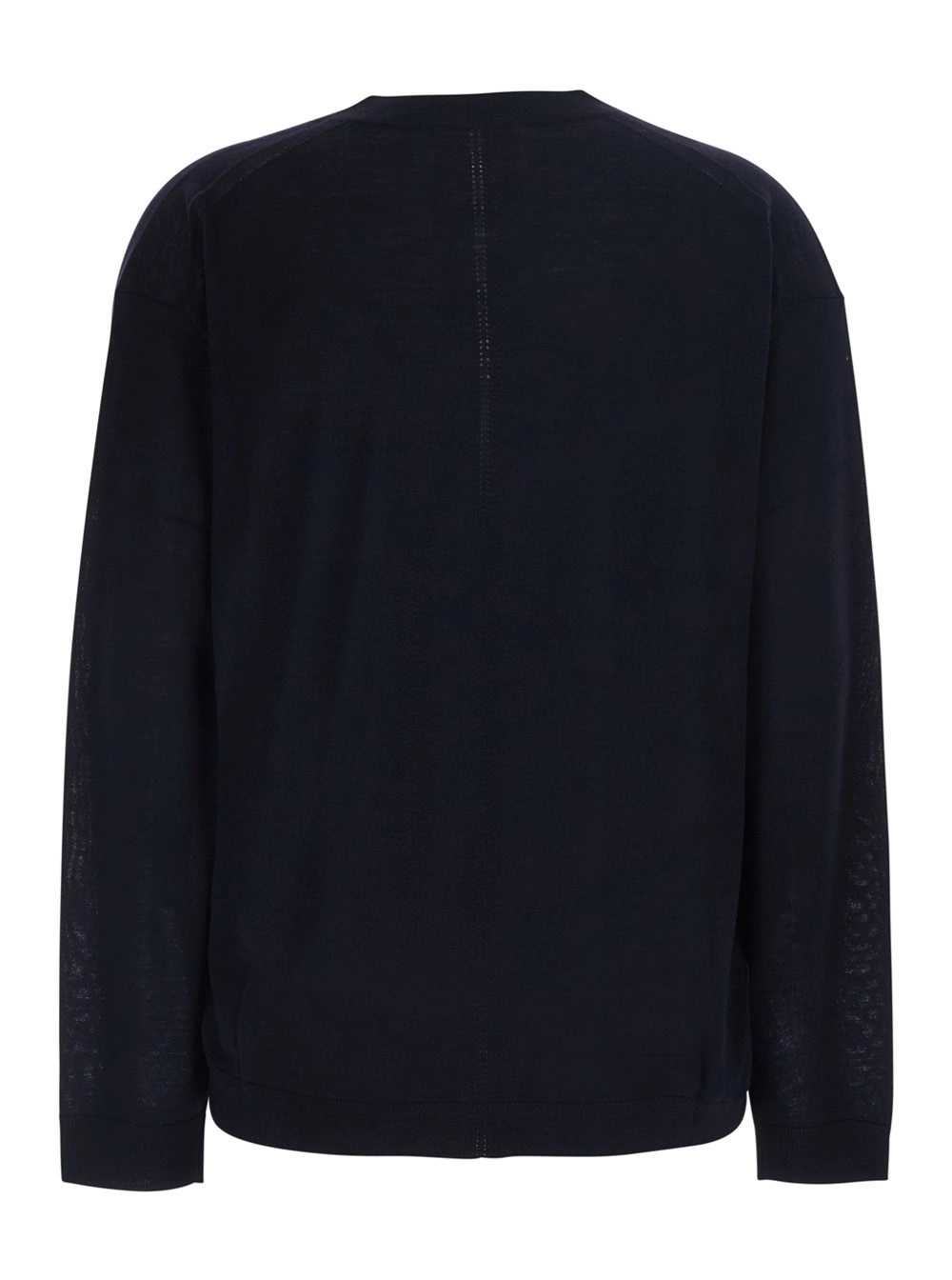 Semicouture Maglia 'JADE' con scollo a V in lana vergine blu donna, view 2