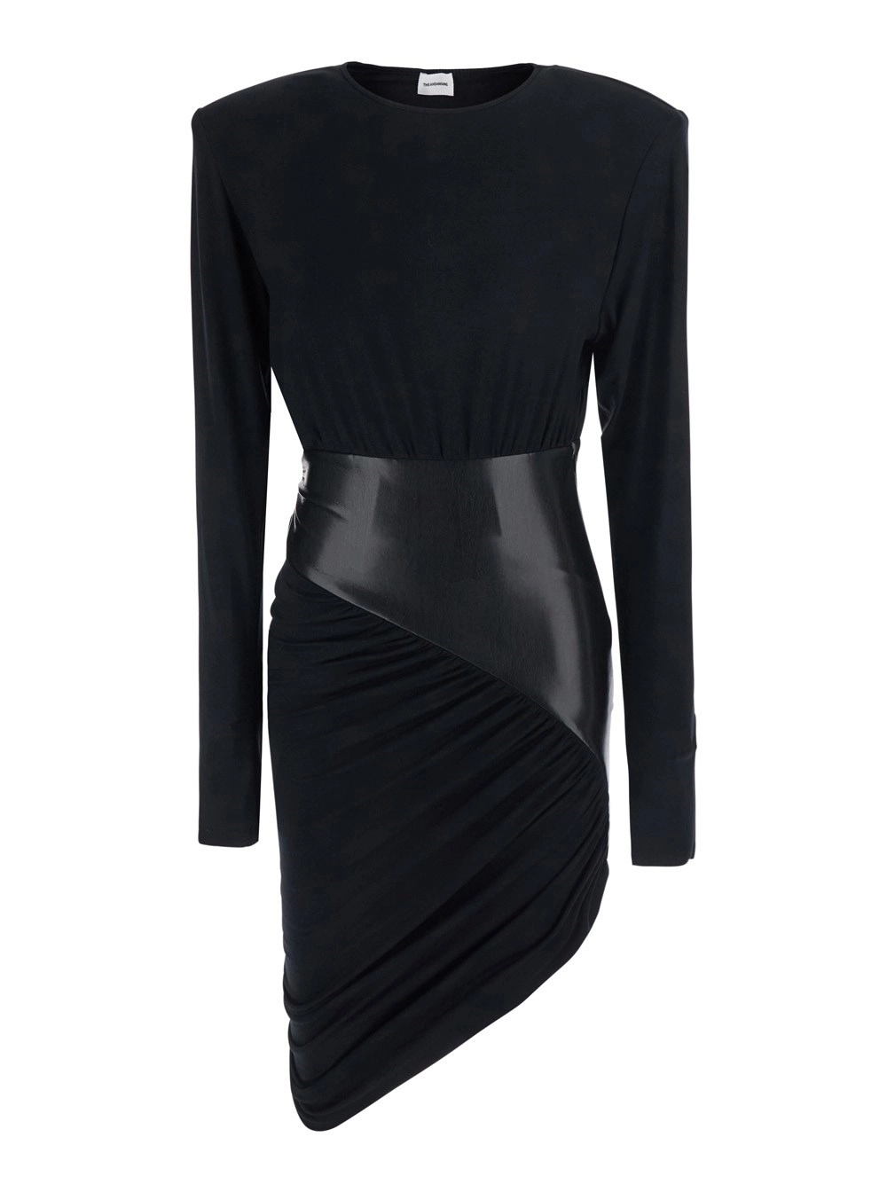 The andamane Abito 'URSULA' con dettagli in ecopelle e design drappeggiato in viscosa nero donna