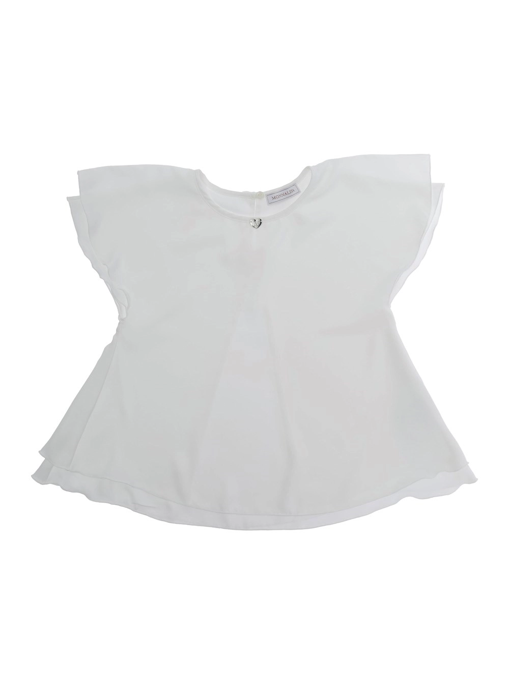 Monnalisa kids Top Girocollo con Dettaglio Cuore sul Fronte in Tessuto Bianco Bambina