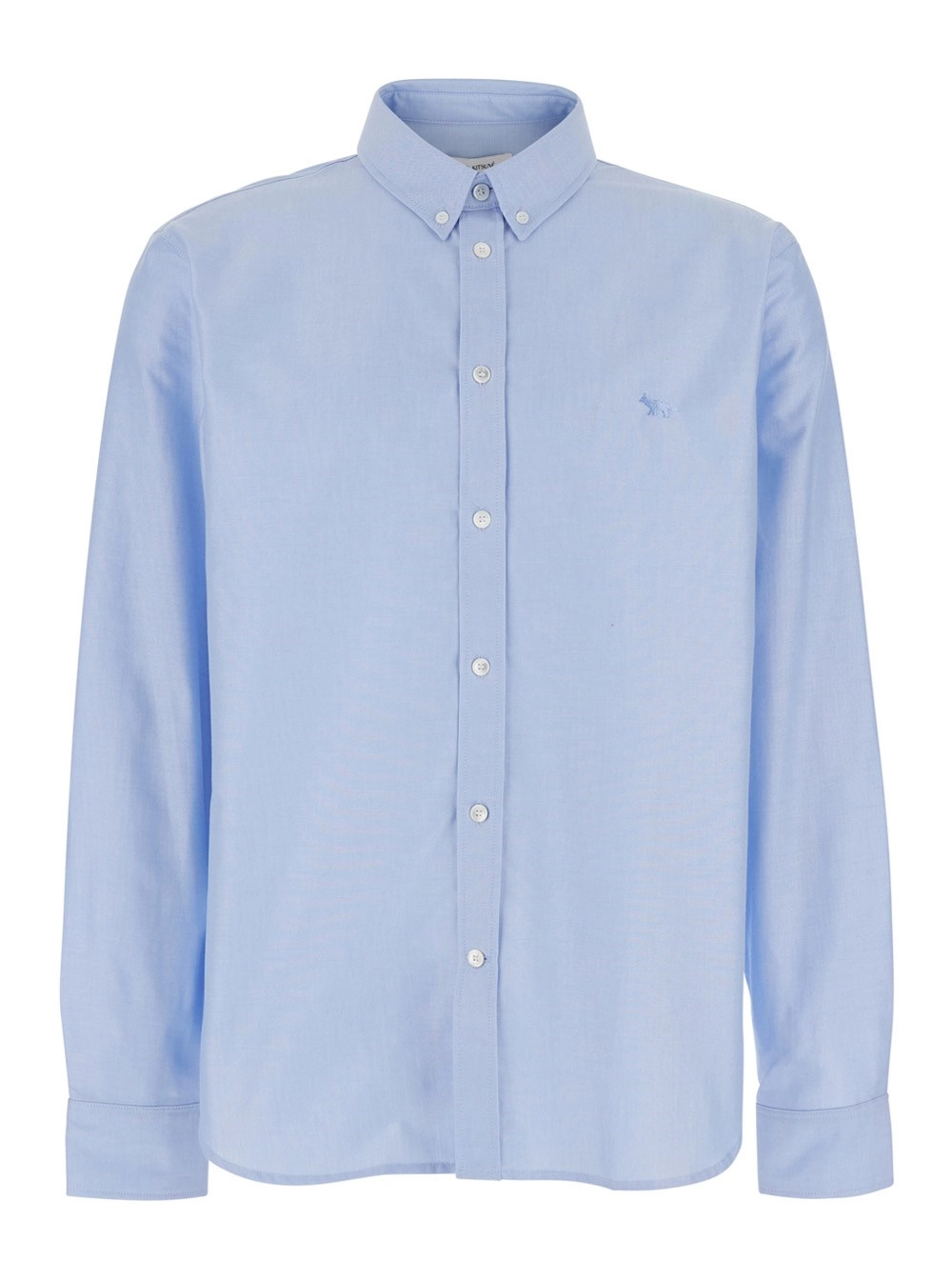 Maison kitsuné PROFILE FOX CASUAL SHIRT - Azzurro - Camicia con Collo Classico e Maniche Lunghe - In Cotone - Uomo