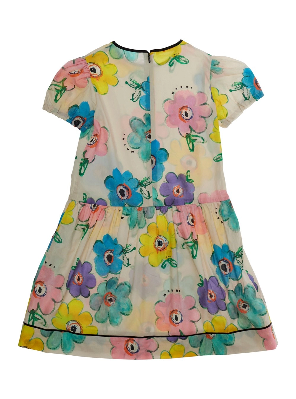 Marni kids Abito con Scollo Rotondo e Stampa Floreale All-Over in Cotone Multicolor Bambina, view 2