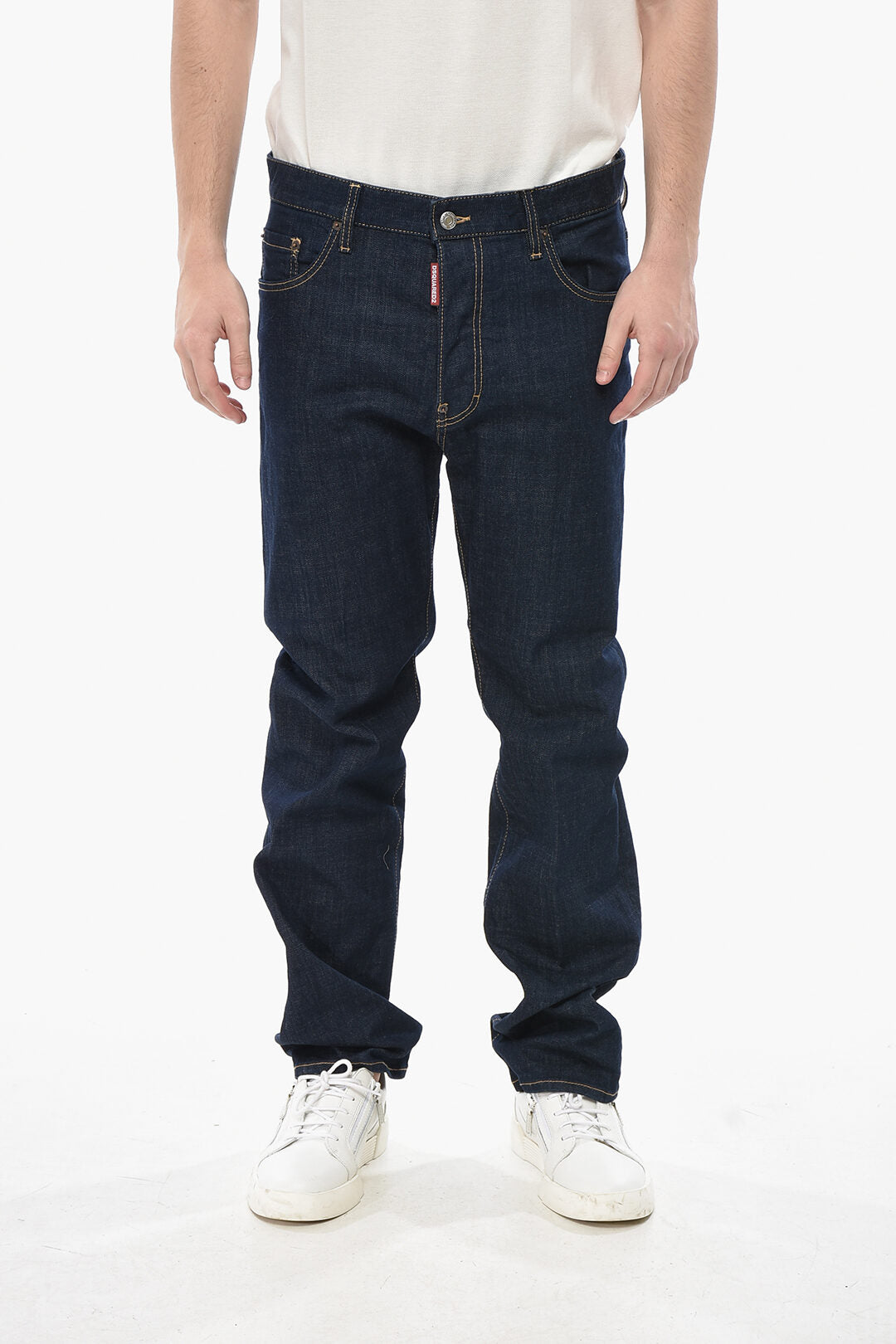 Dsquared2 2405~Jeans 642 Straight-Leg With Leather Patch 21cm