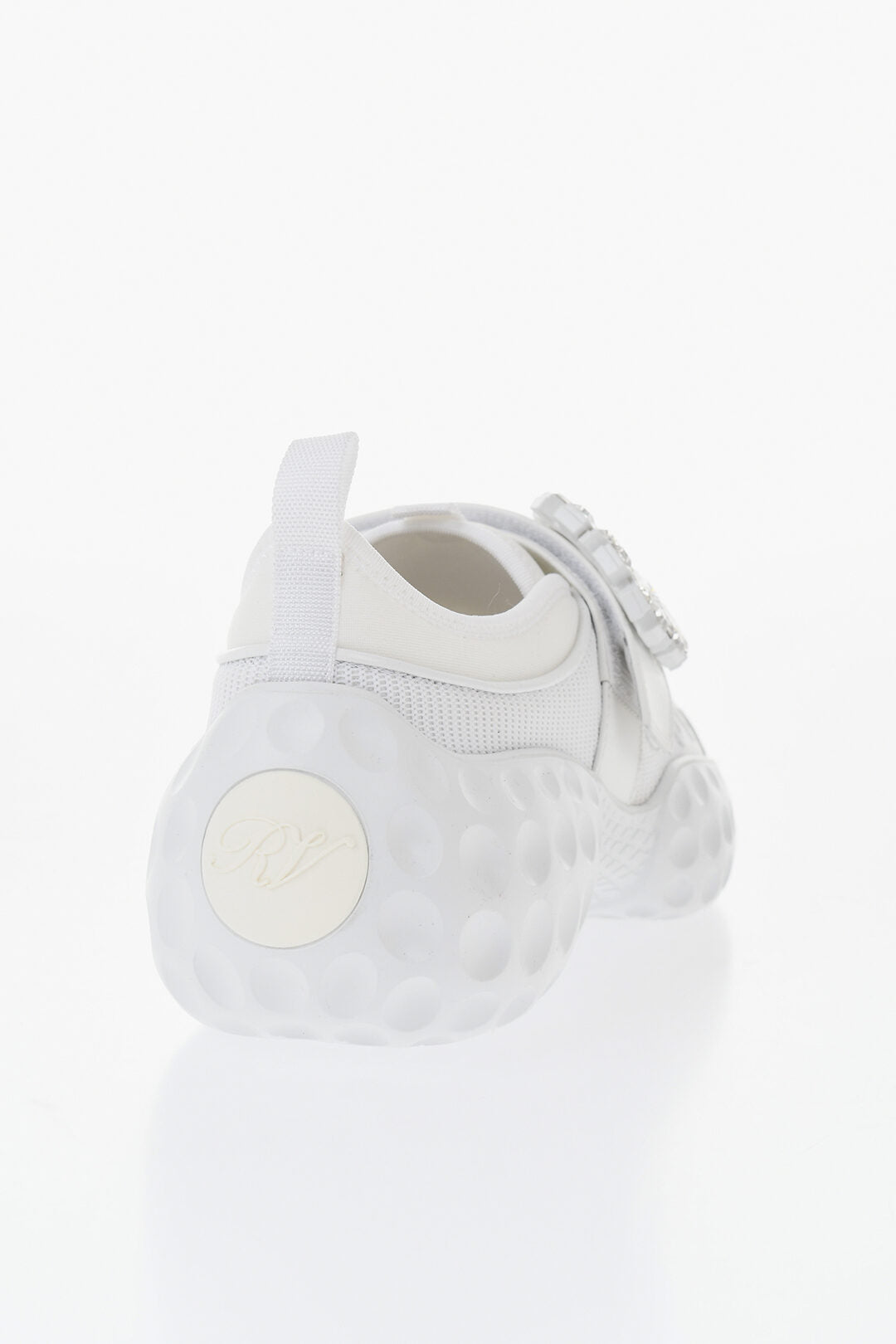 Roger Vivier 2405~Textile Low-Top Sneakers with Crystal Details and Strap Closure, view 2