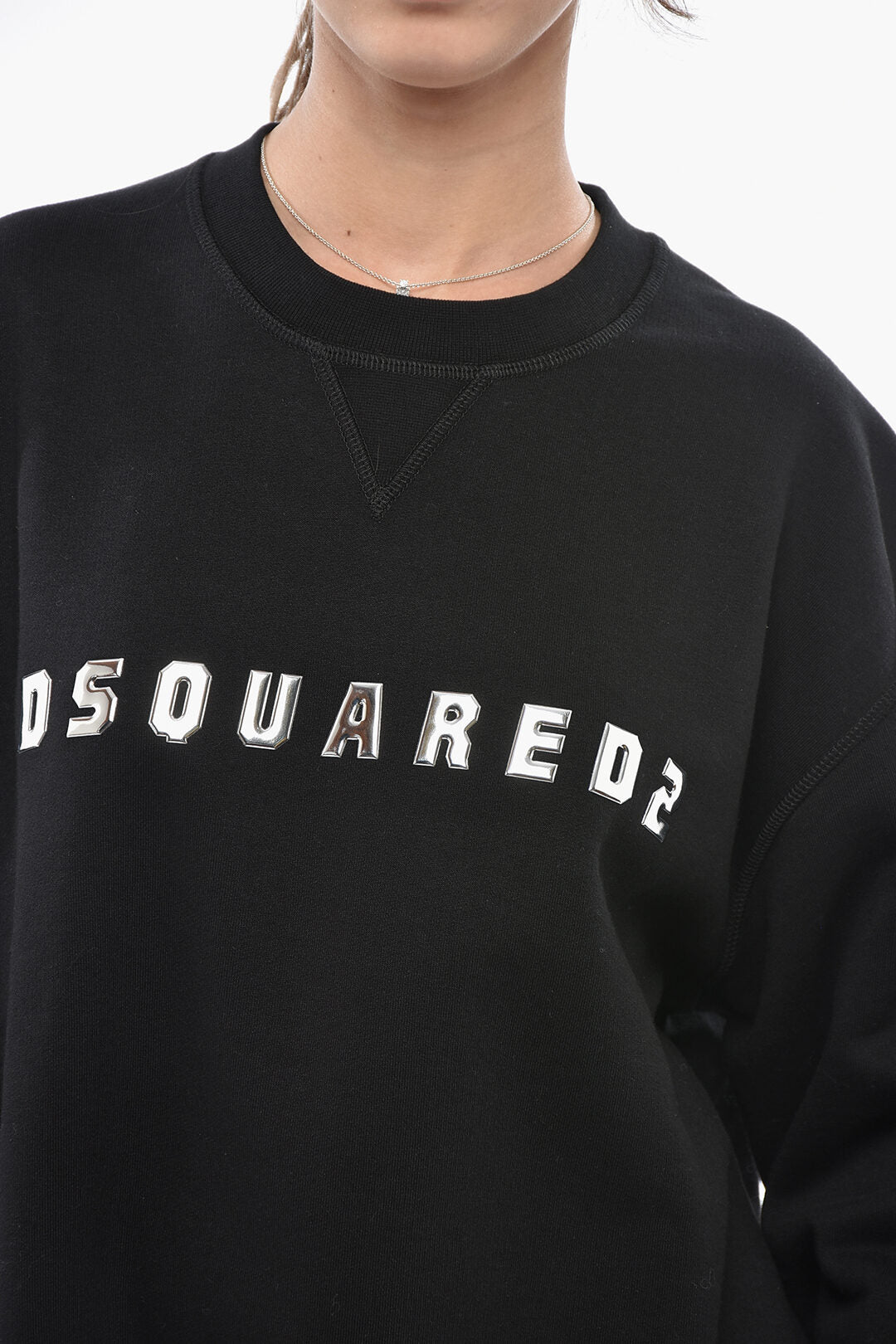 Dsquared2 3500~Brushed Cotton Crew Neck Sweatshirt with Embossed Logo