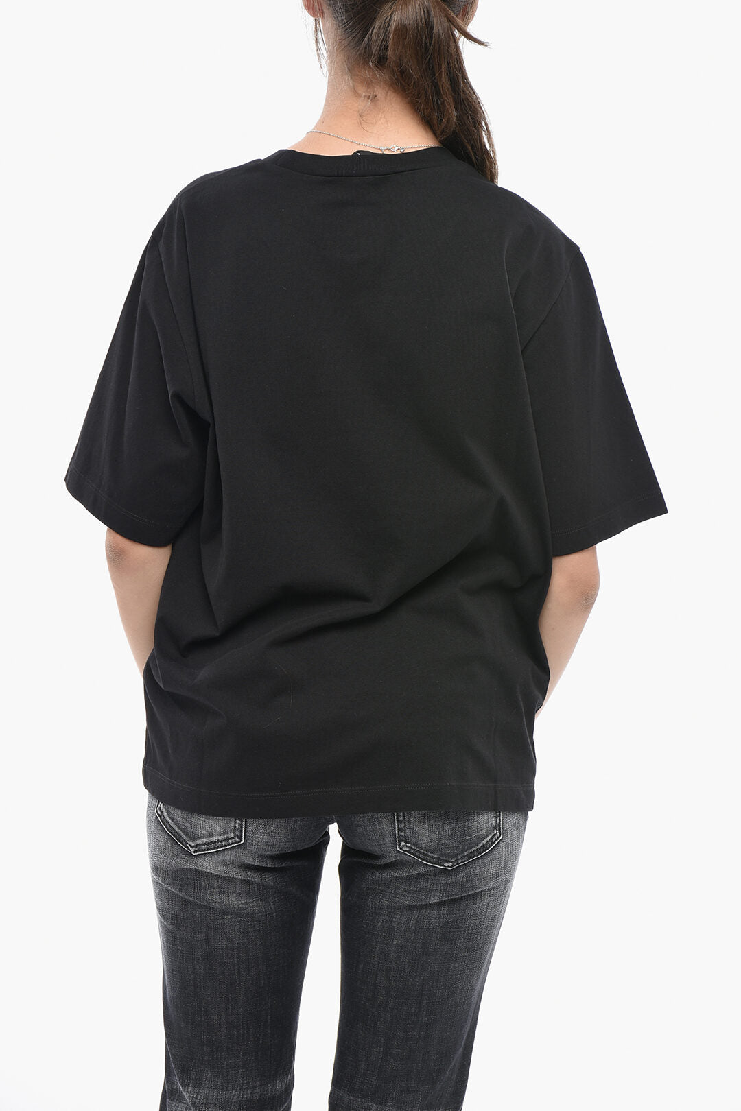 Dsquared2 3500~Solid-Color Crewneck T-Shirt EASY FIT with Front Print