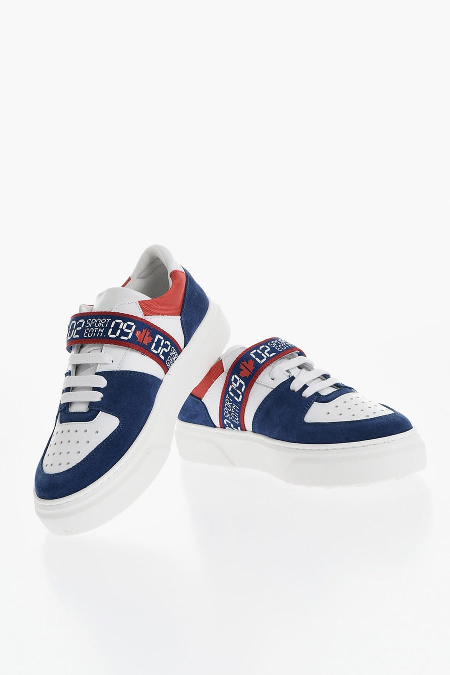 Dsquared2 Kids 0550~SPORT EDTN.09 Low Suede Sneakers with Logo Elastic