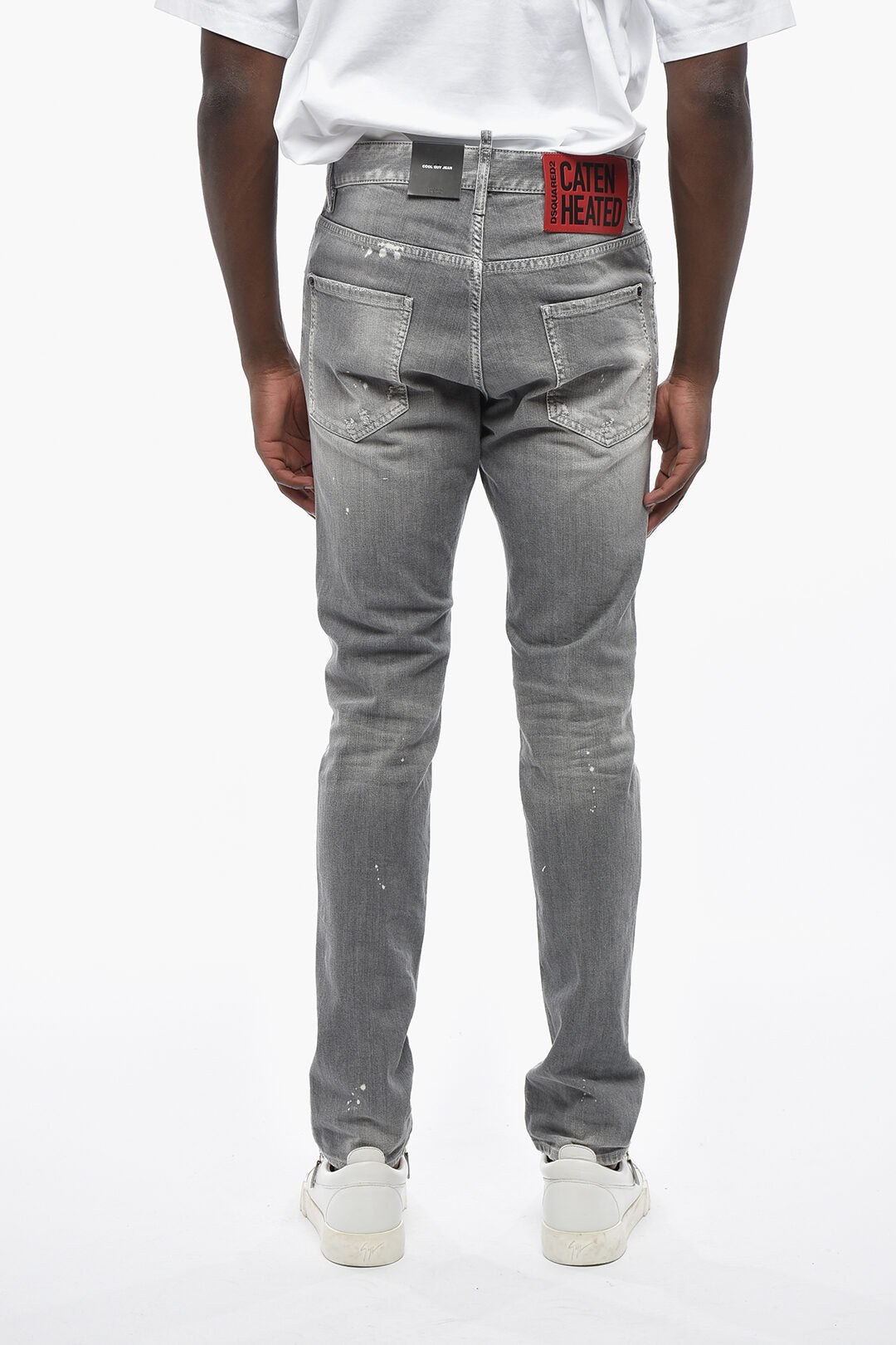 Dsquared2 2470~CATEN HEATED Vintage-Effect Jeans With Painting Details 16cm