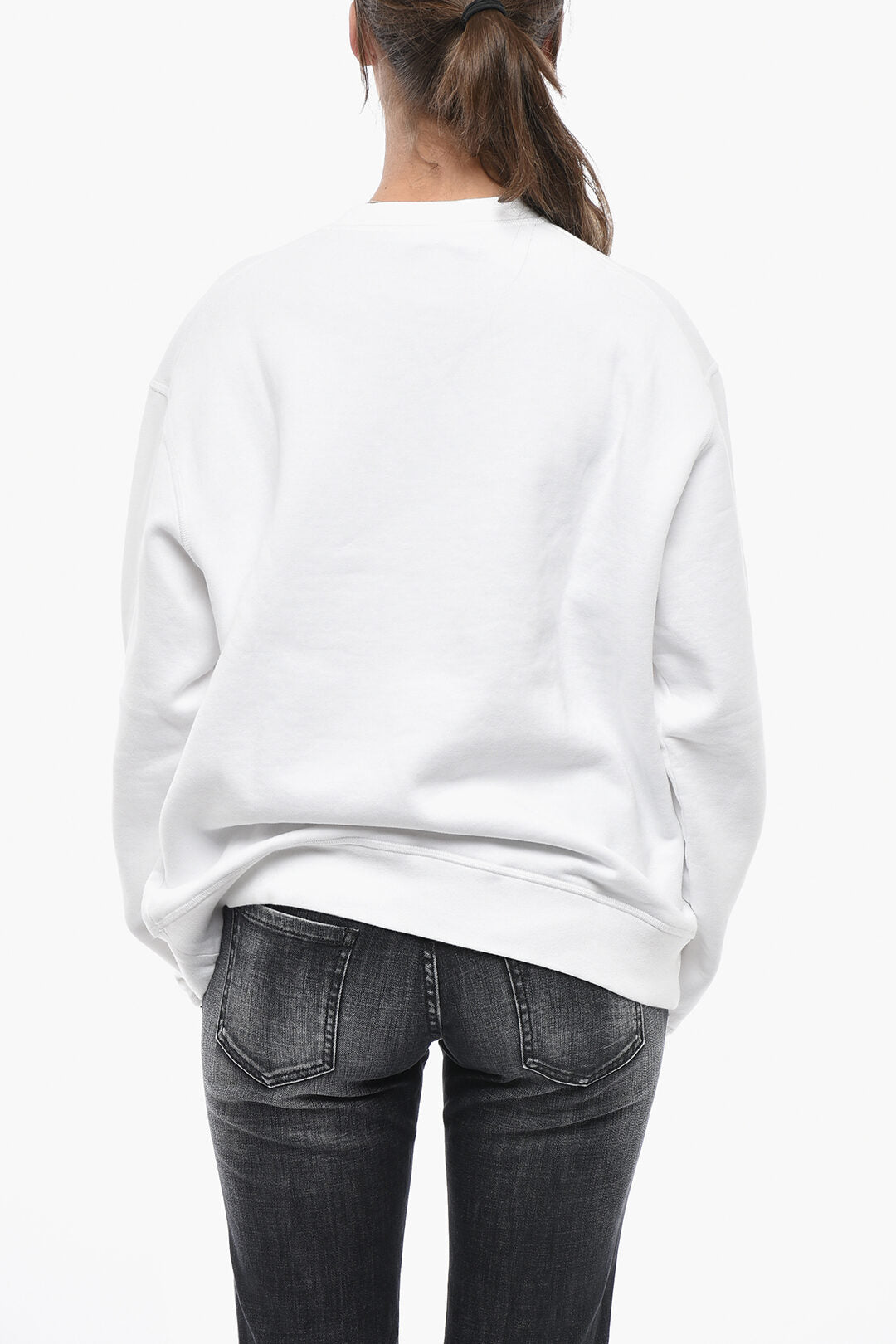 Dsquared2 2550~ICON Brushed Cotton Crewneck Sweatshirt With Contrast Logo, view 2